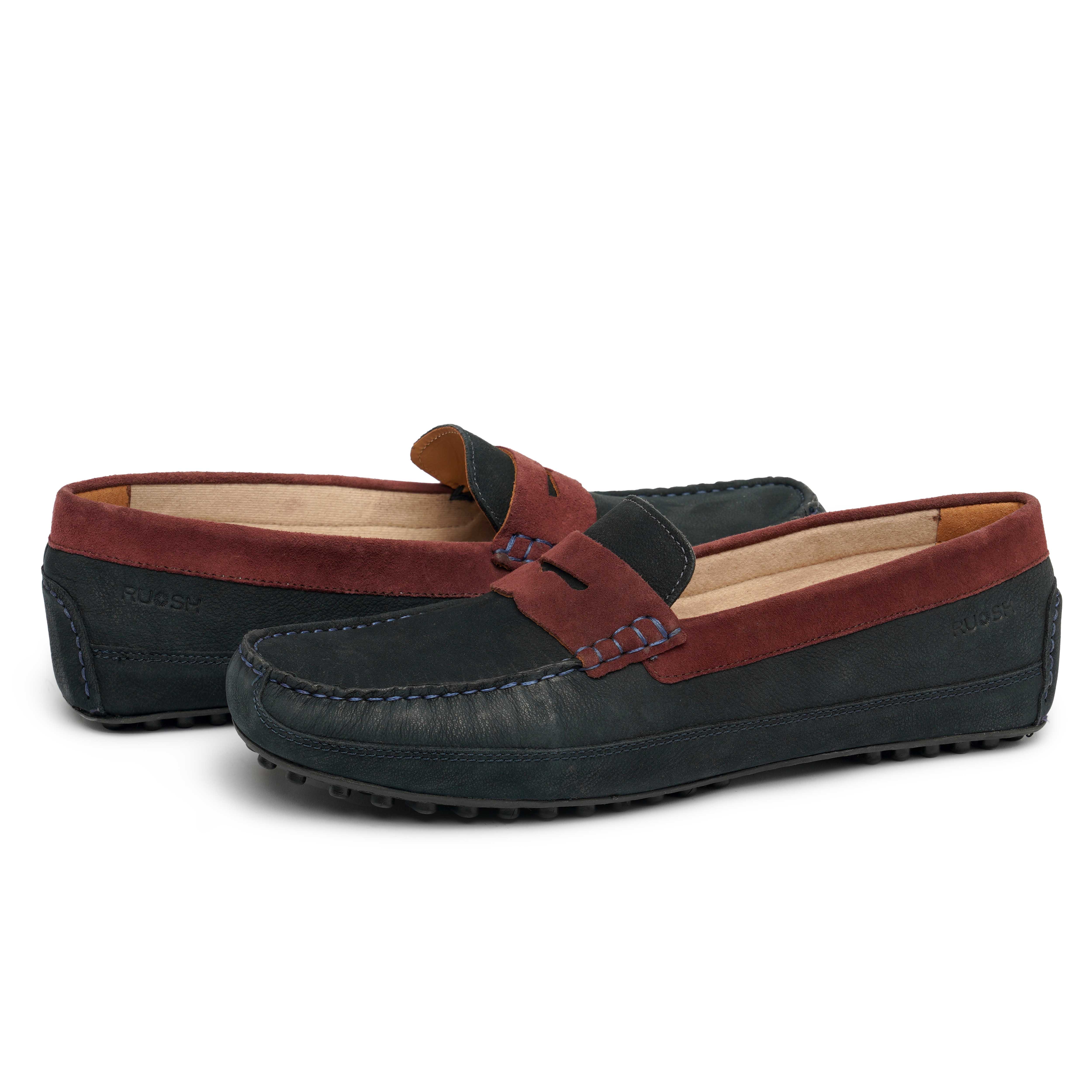The Oman Ruosh Men Navy Nubuck Penny Loafer