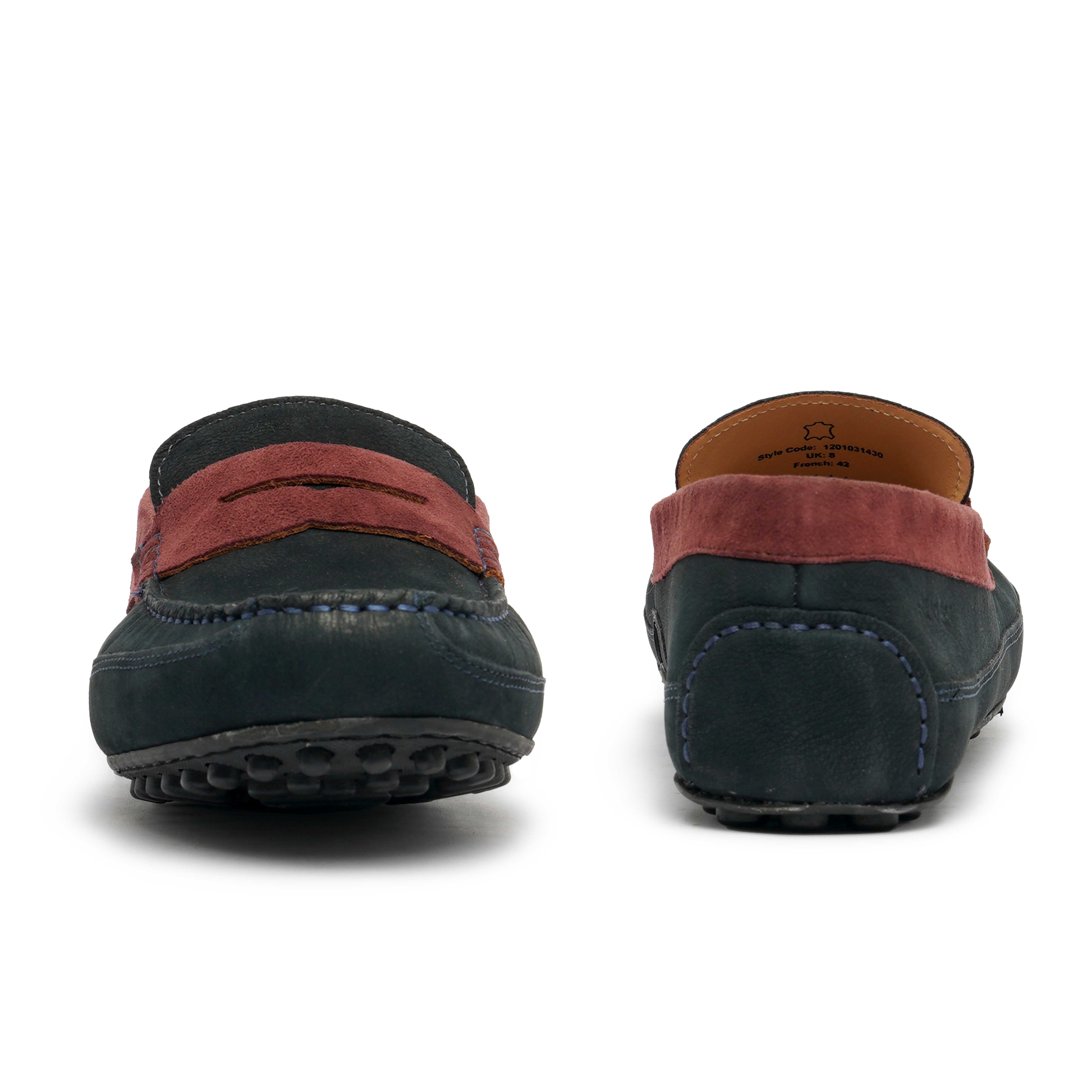 The Oman Ruosh Men Navy Nubuck Penny Loafer