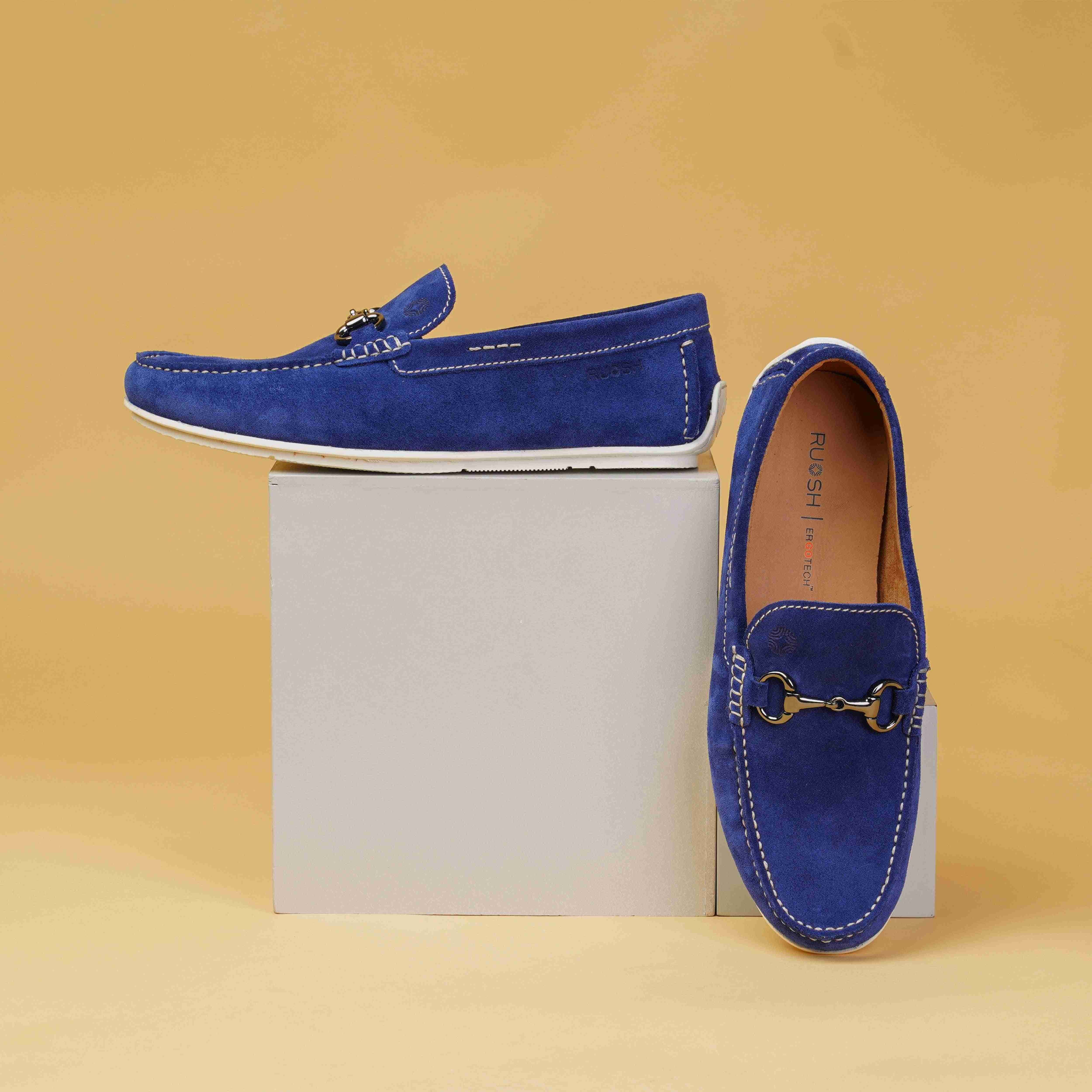 The Macau Ruosh Men Blue Suede Casual Driver