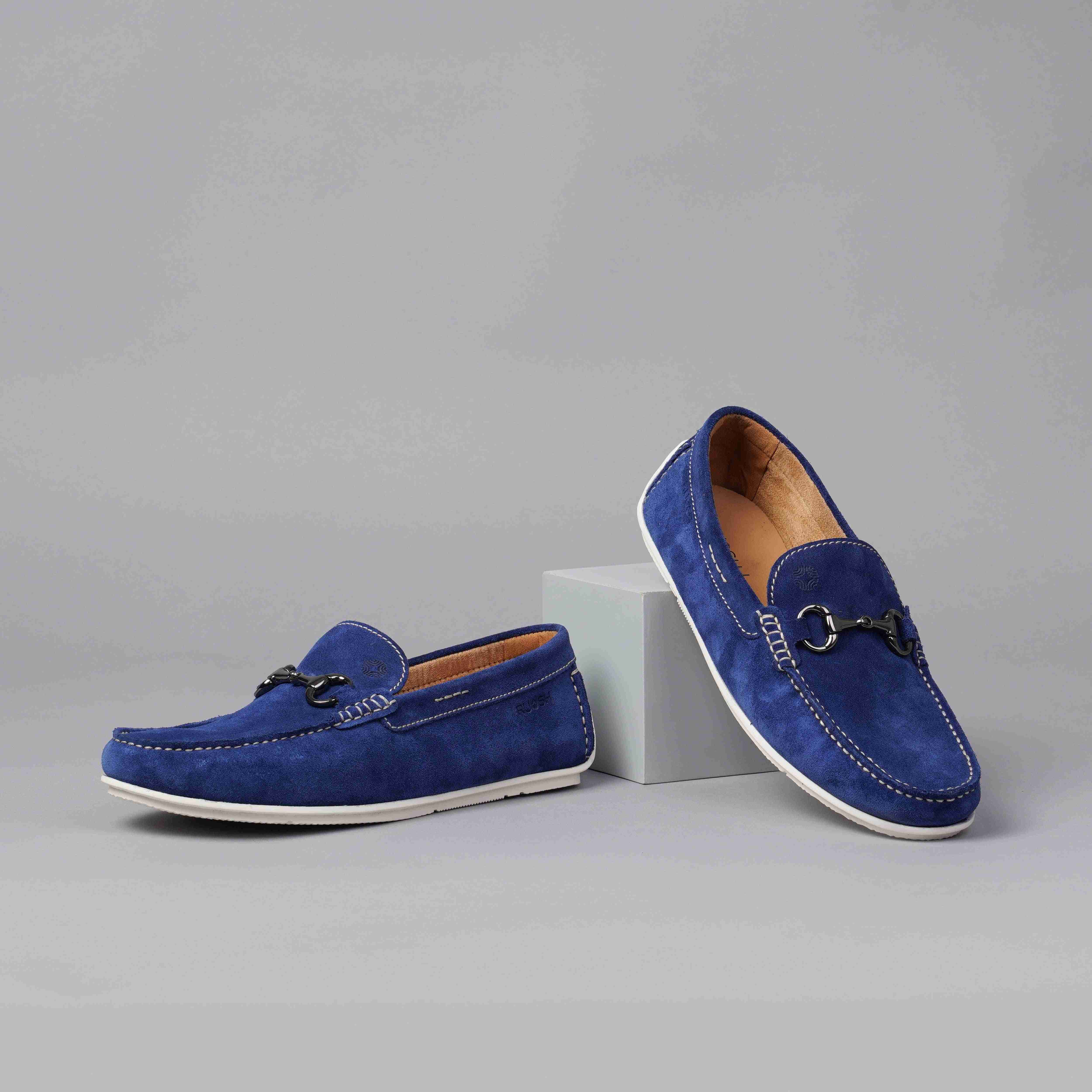 The Macau Ruosh Men Blue Suede Casual Driver