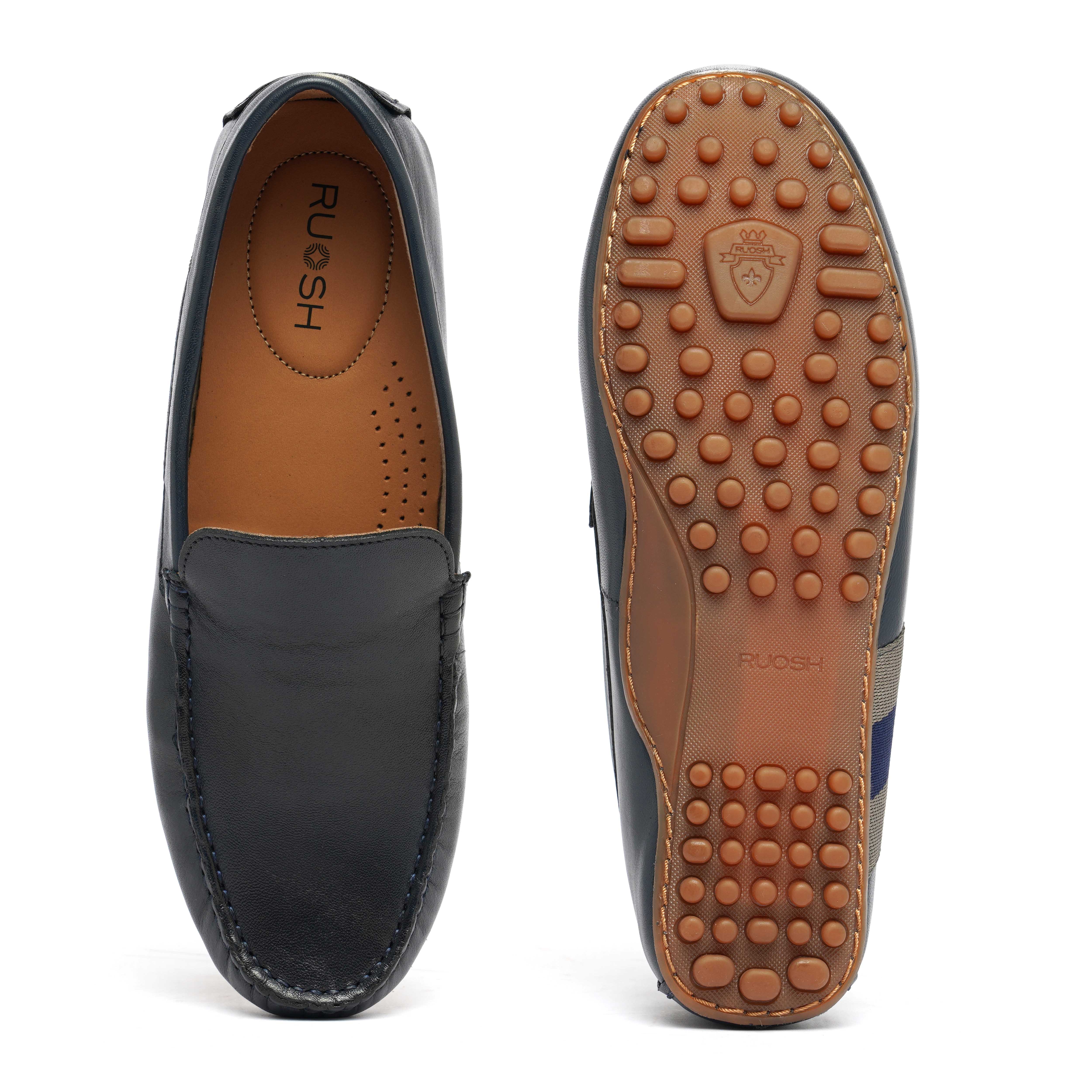 The Oman Ruosh Men Navy Soft Leather Casual Loafer