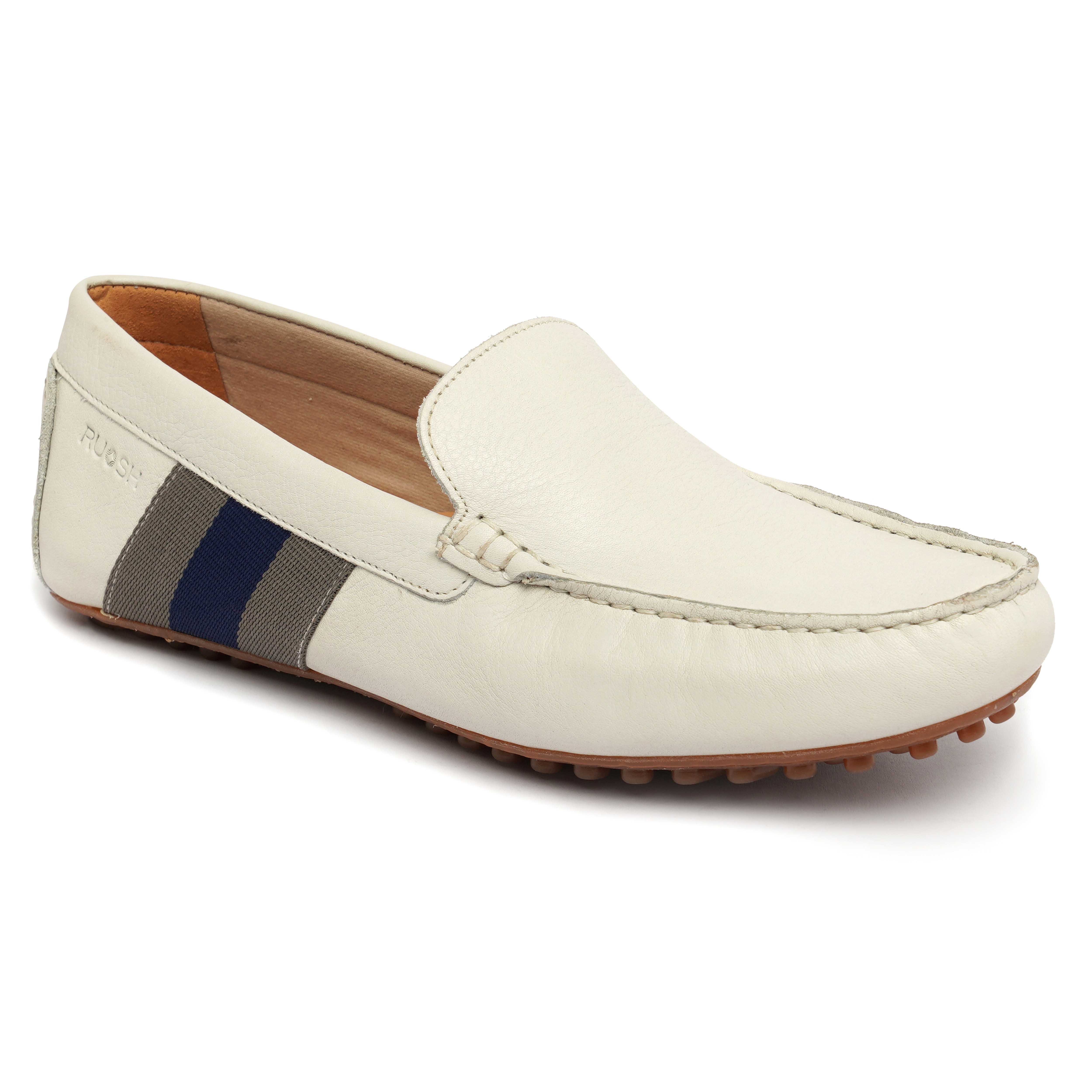 The Oman Ruosh Men White Soft Leather Casual Loafer