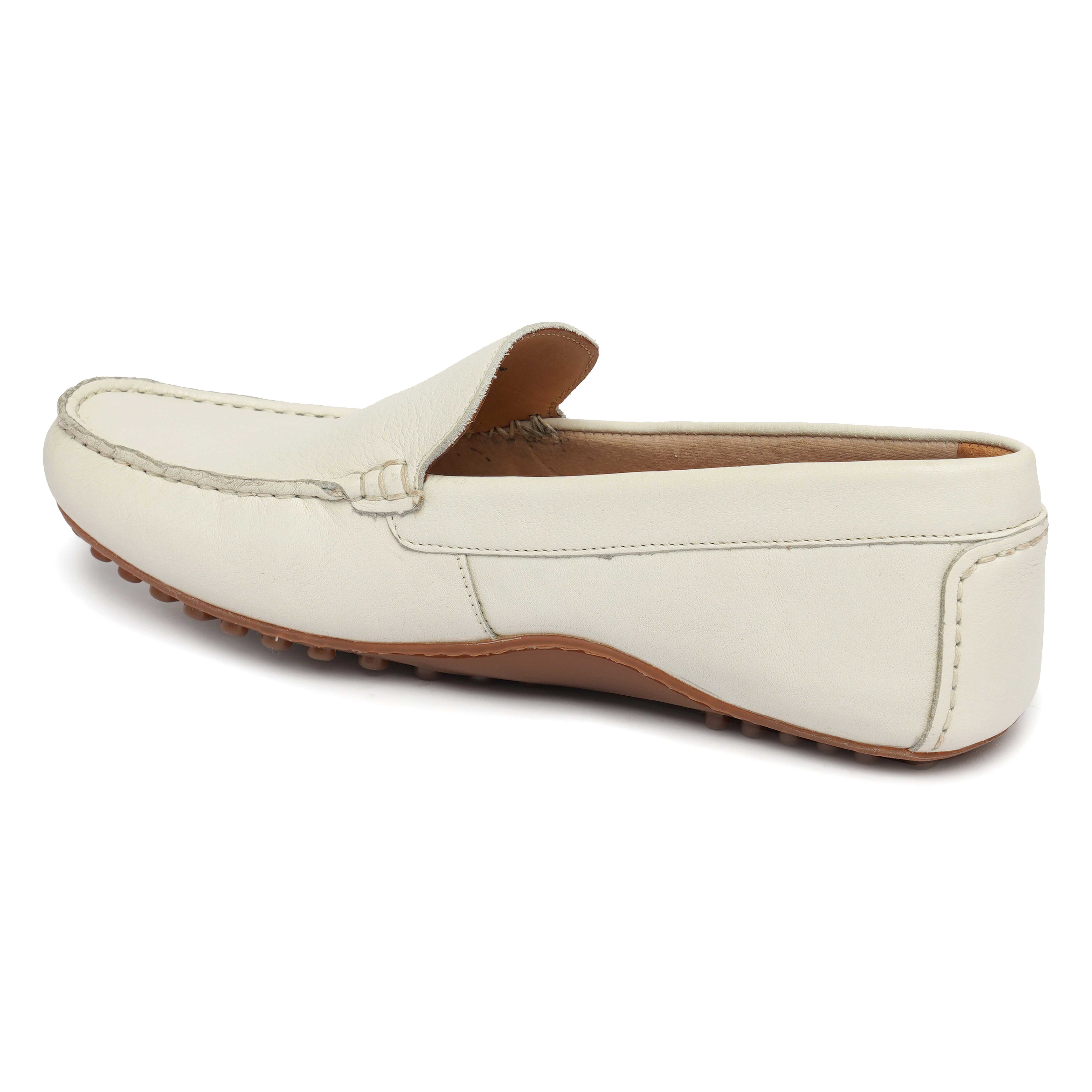 The Oman Ruosh Men White Soft Leather Casual Loafer