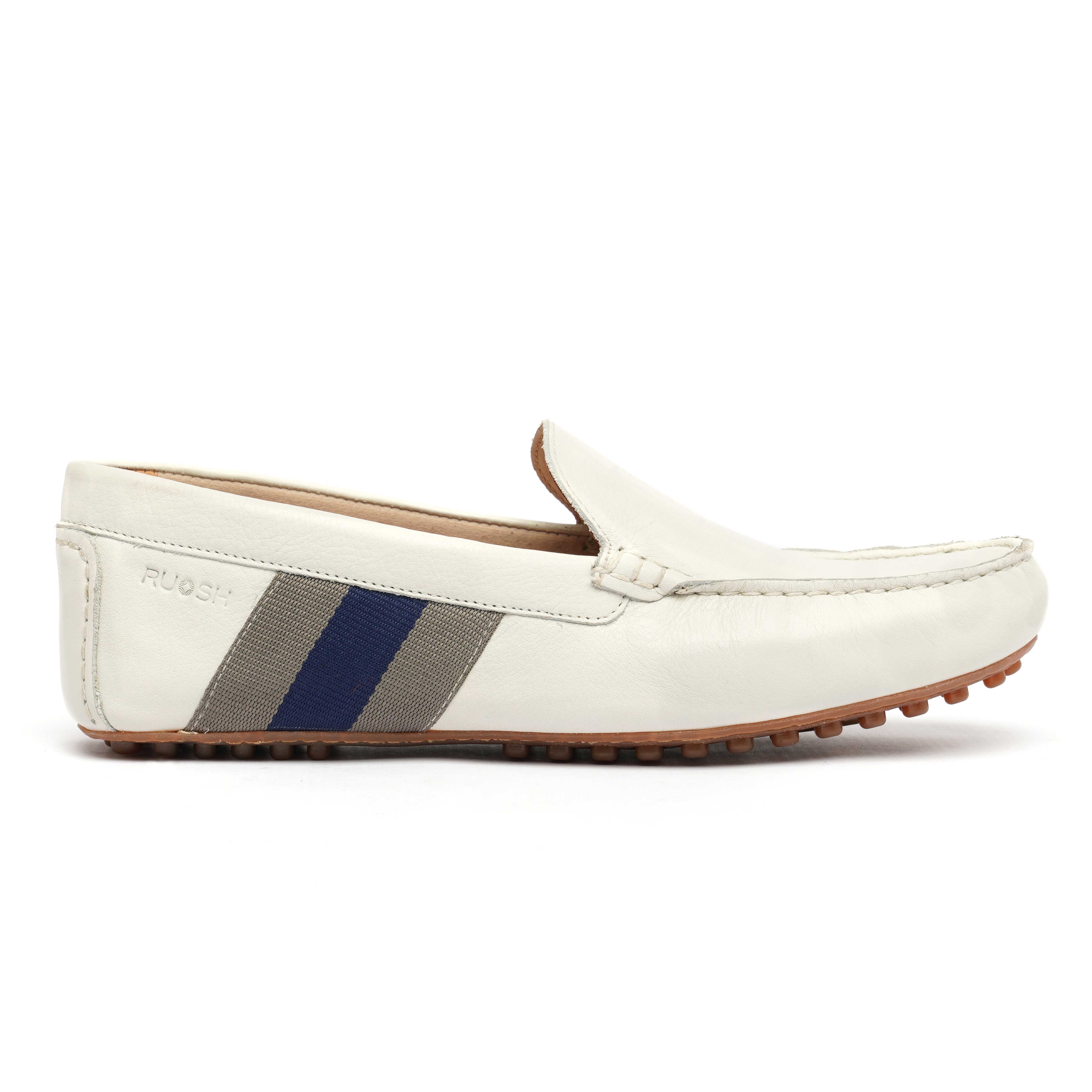 The Oman Ruosh Men White Soft Leather Casual Loafer