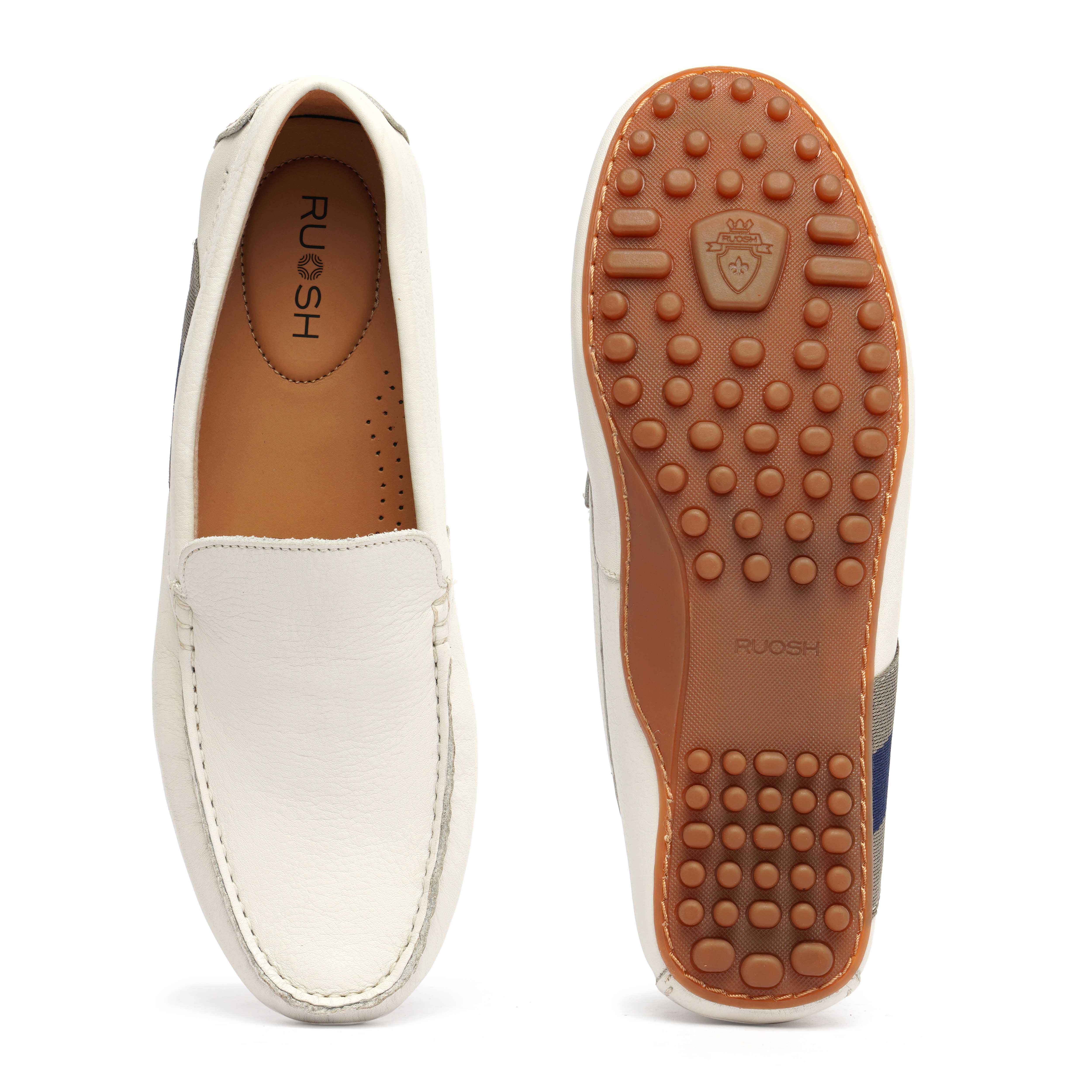The Oman Ruosh Men White Soft Leather Casual Loafer