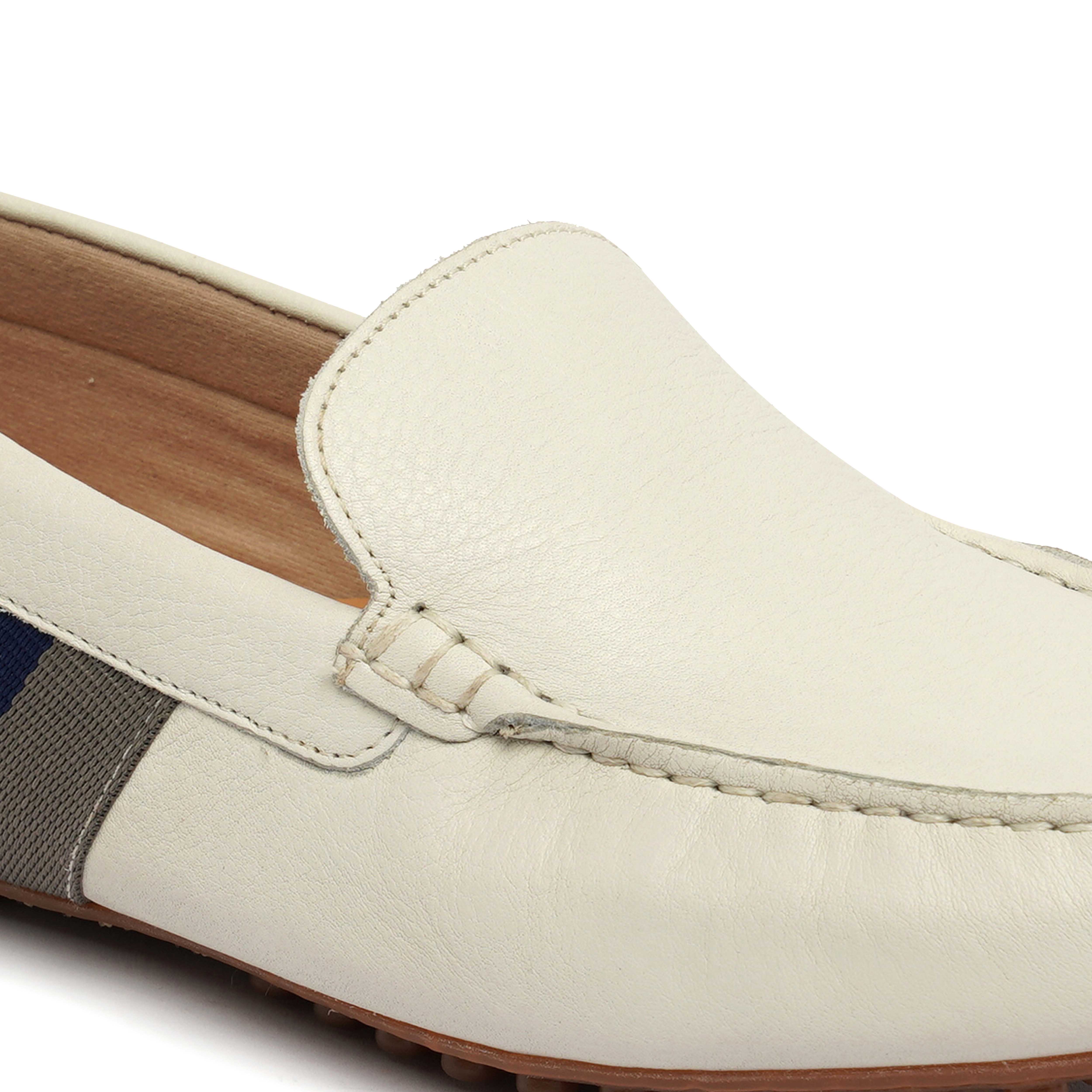 The Oman Ruosh Men White Soft Leather Casual Loafer
