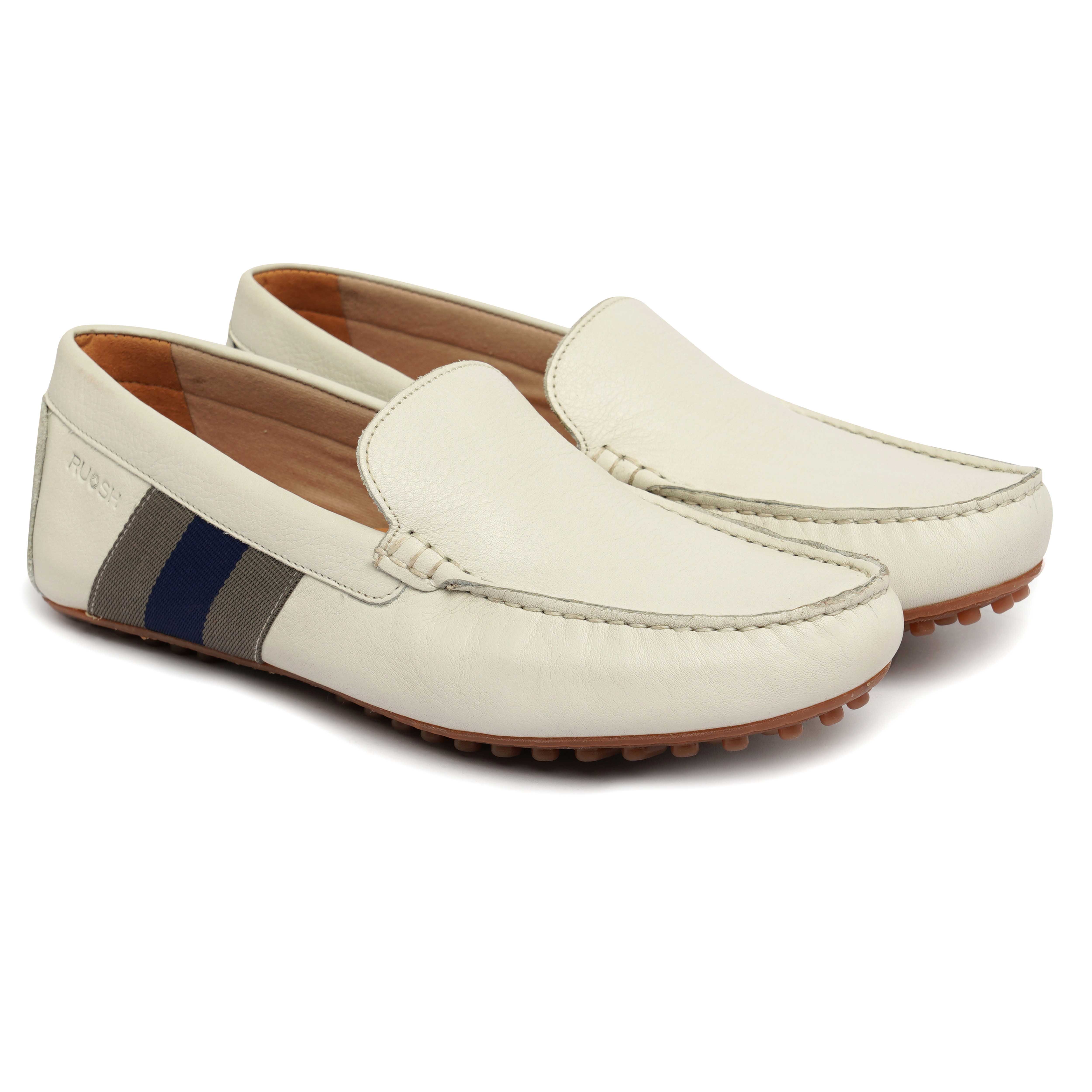 The Oman Ruosh Men White Soft Leather Casual Loafer