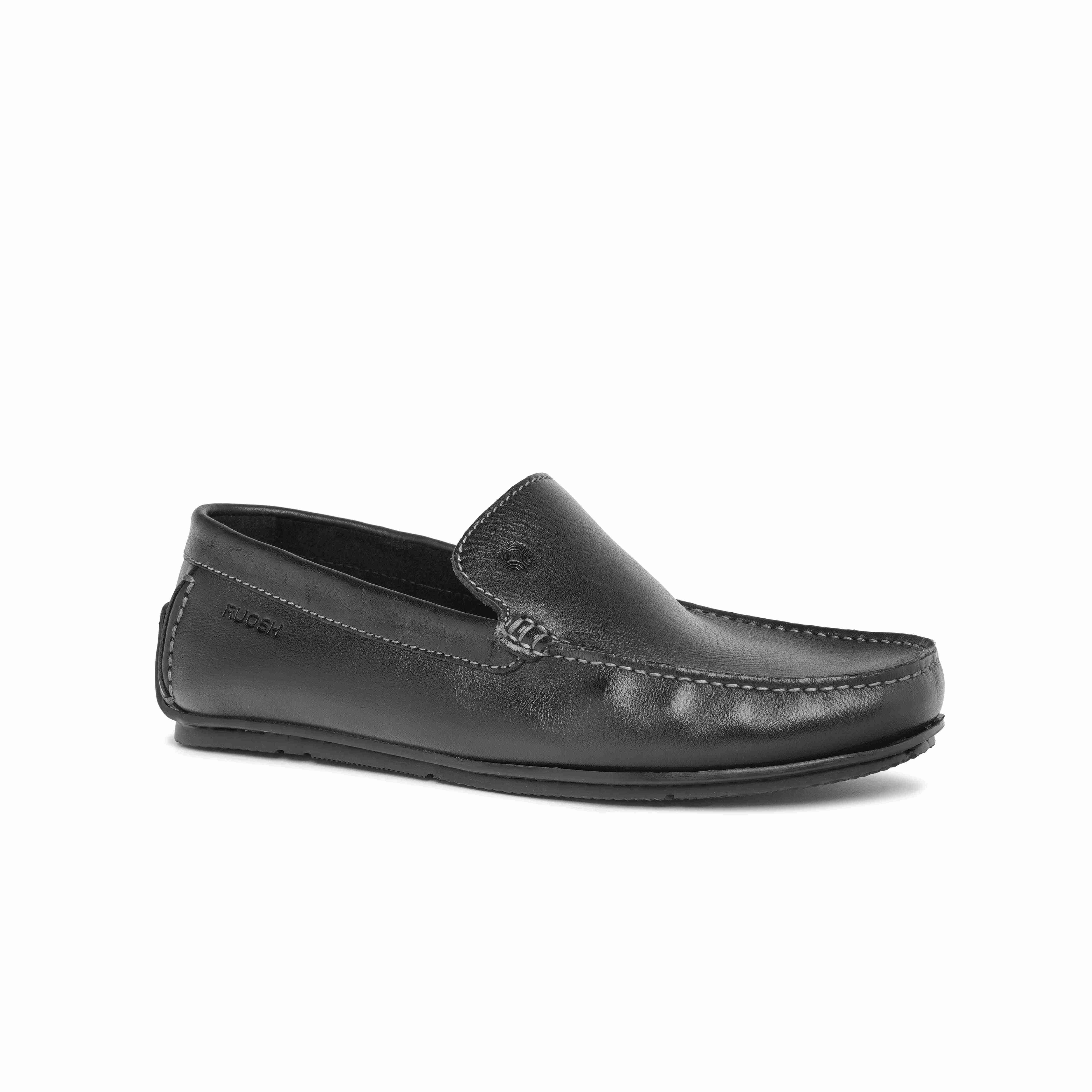Ruosh Mens Black Macau Casual Slip Ons