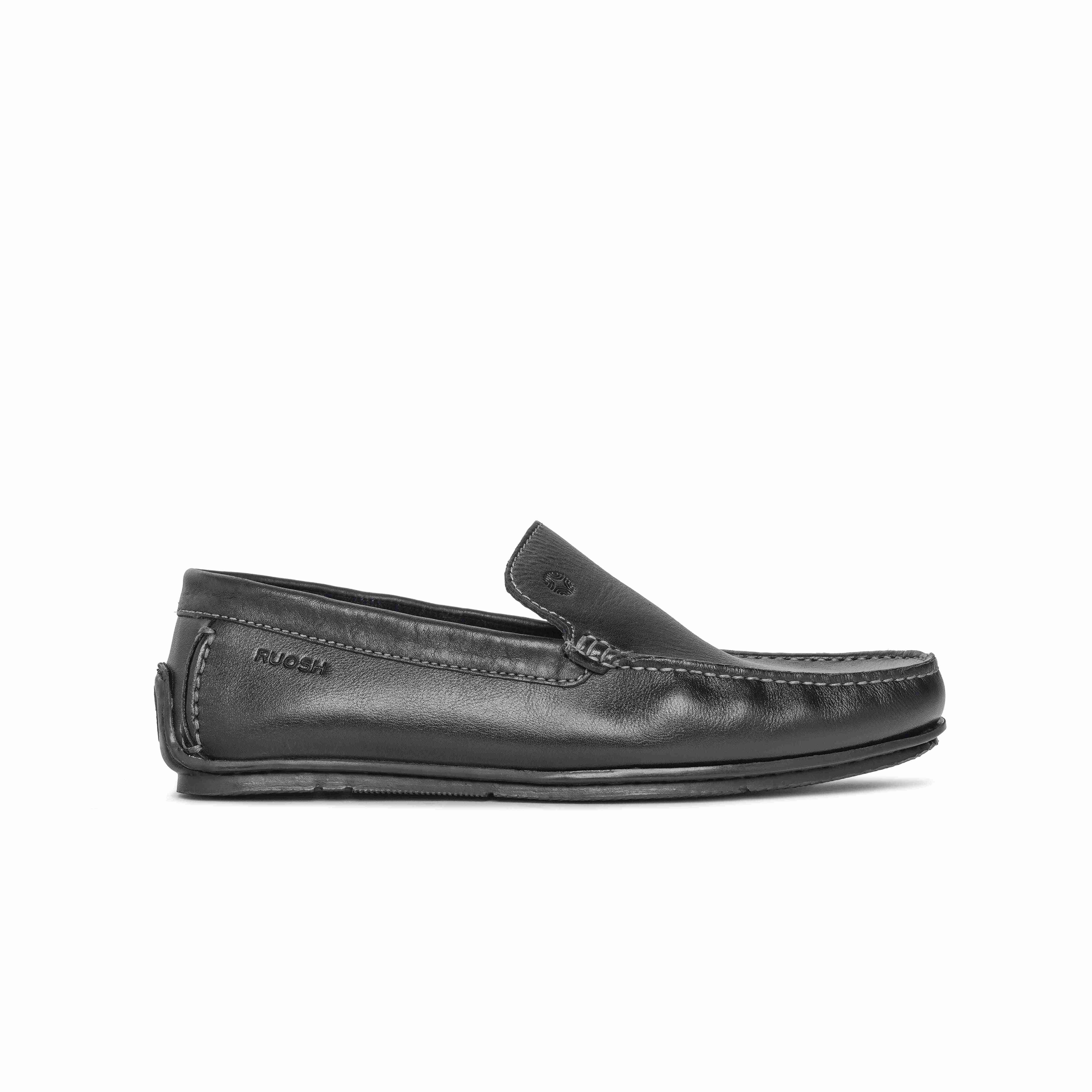 Ruosh Mens Black Macau Casual Slip Ons