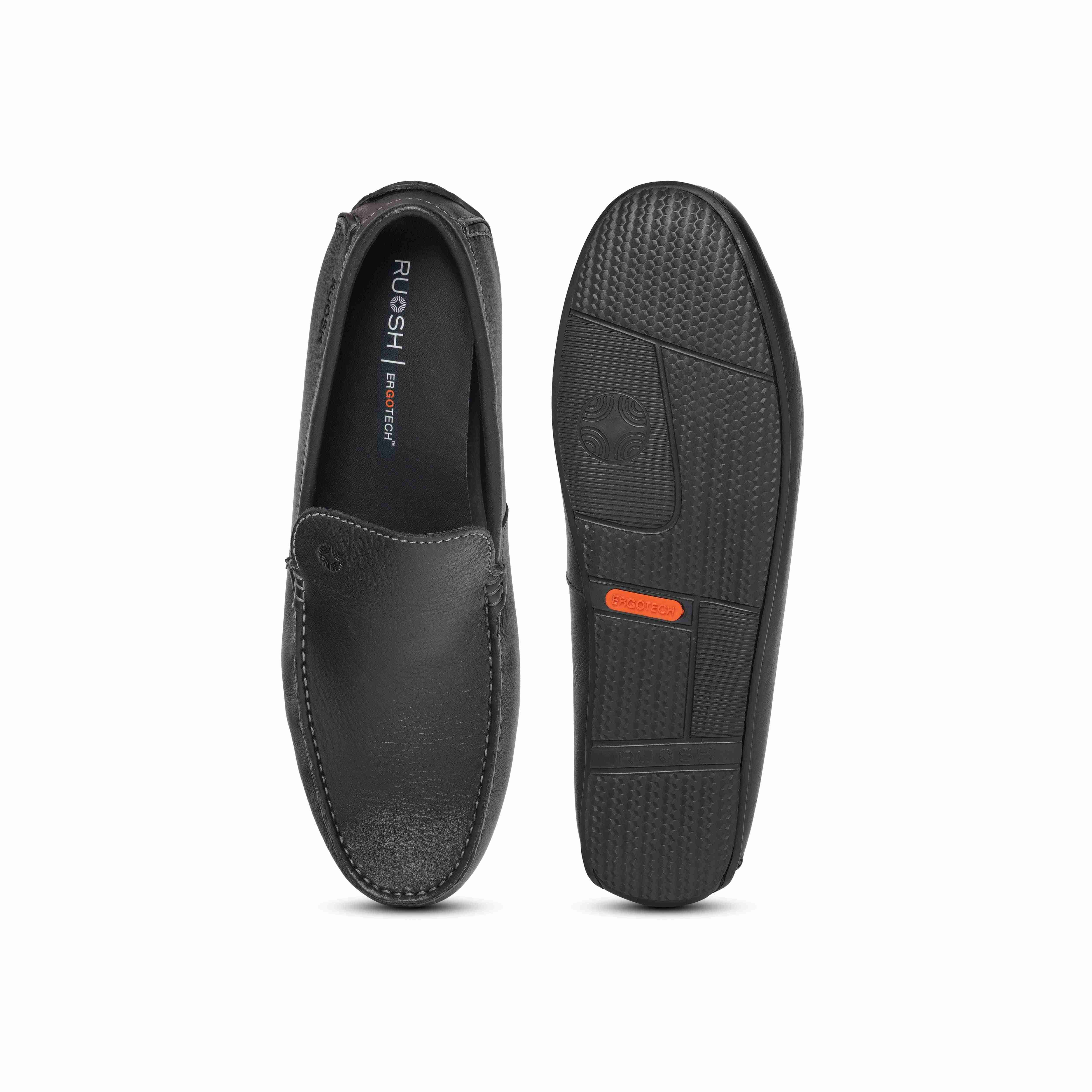 Ruosh Mens Black Macau Casual Slip Ons