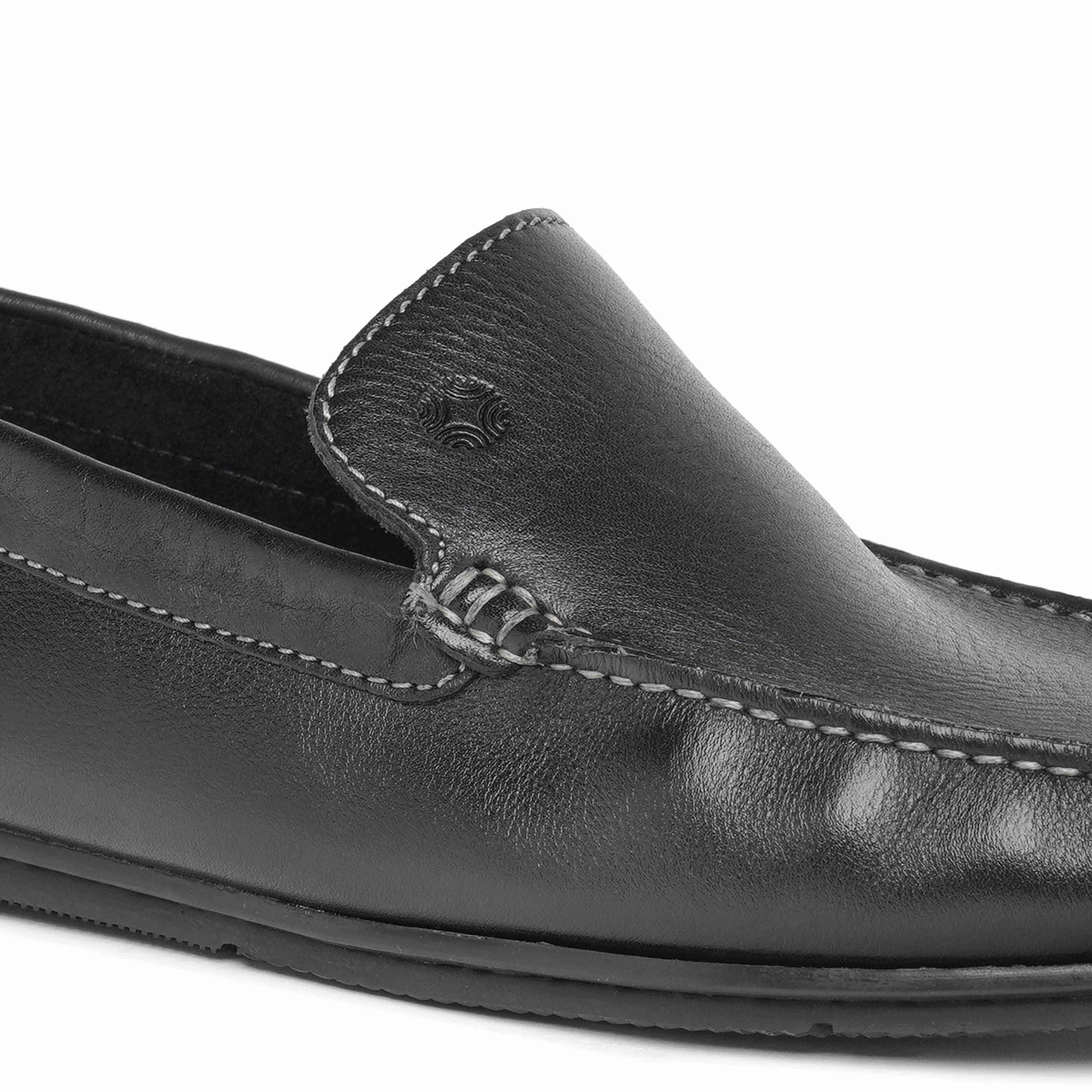 Ruosh Mens Black Macau Casual Slip Ons
