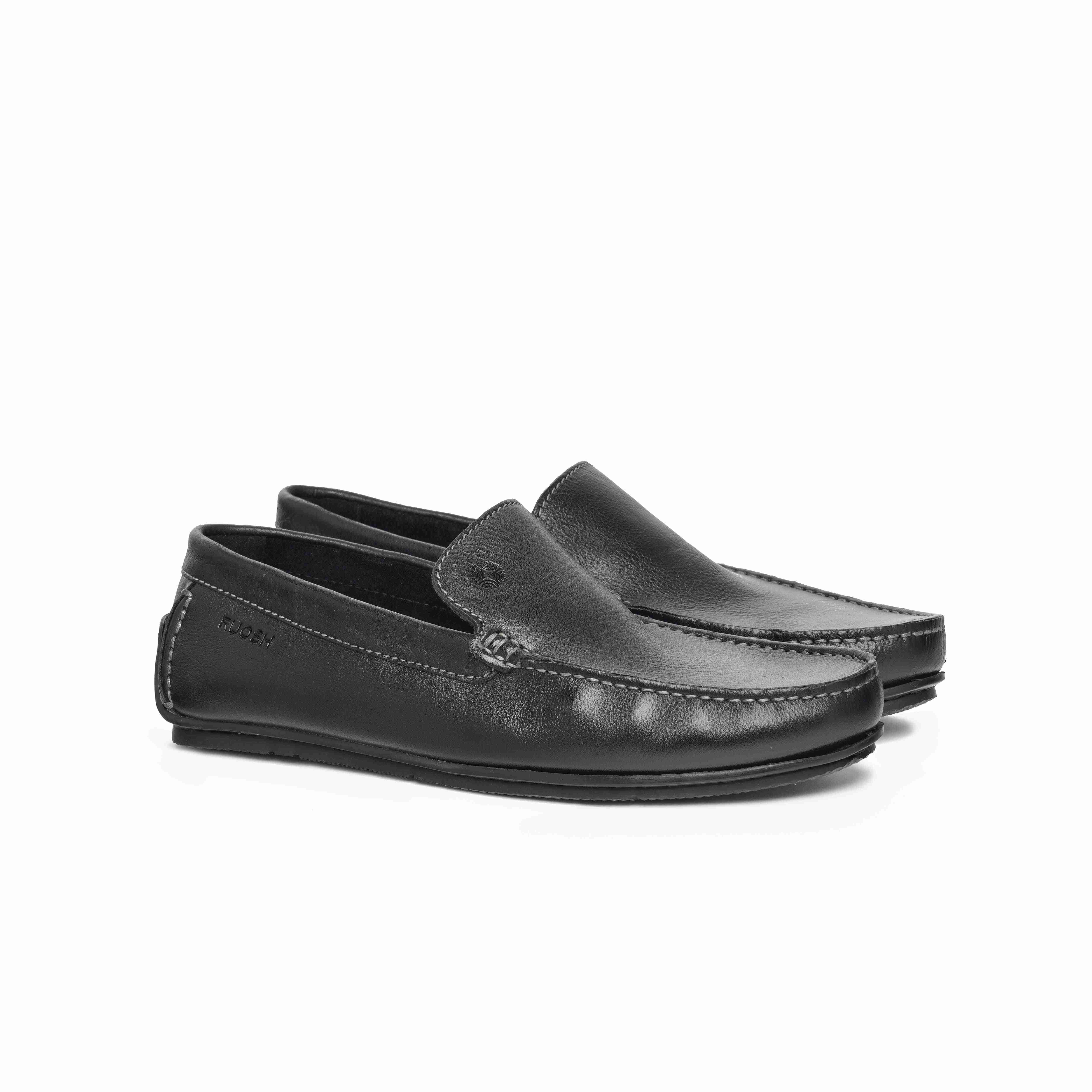 Ruosh Mens Black Macau Casual Slip Ons