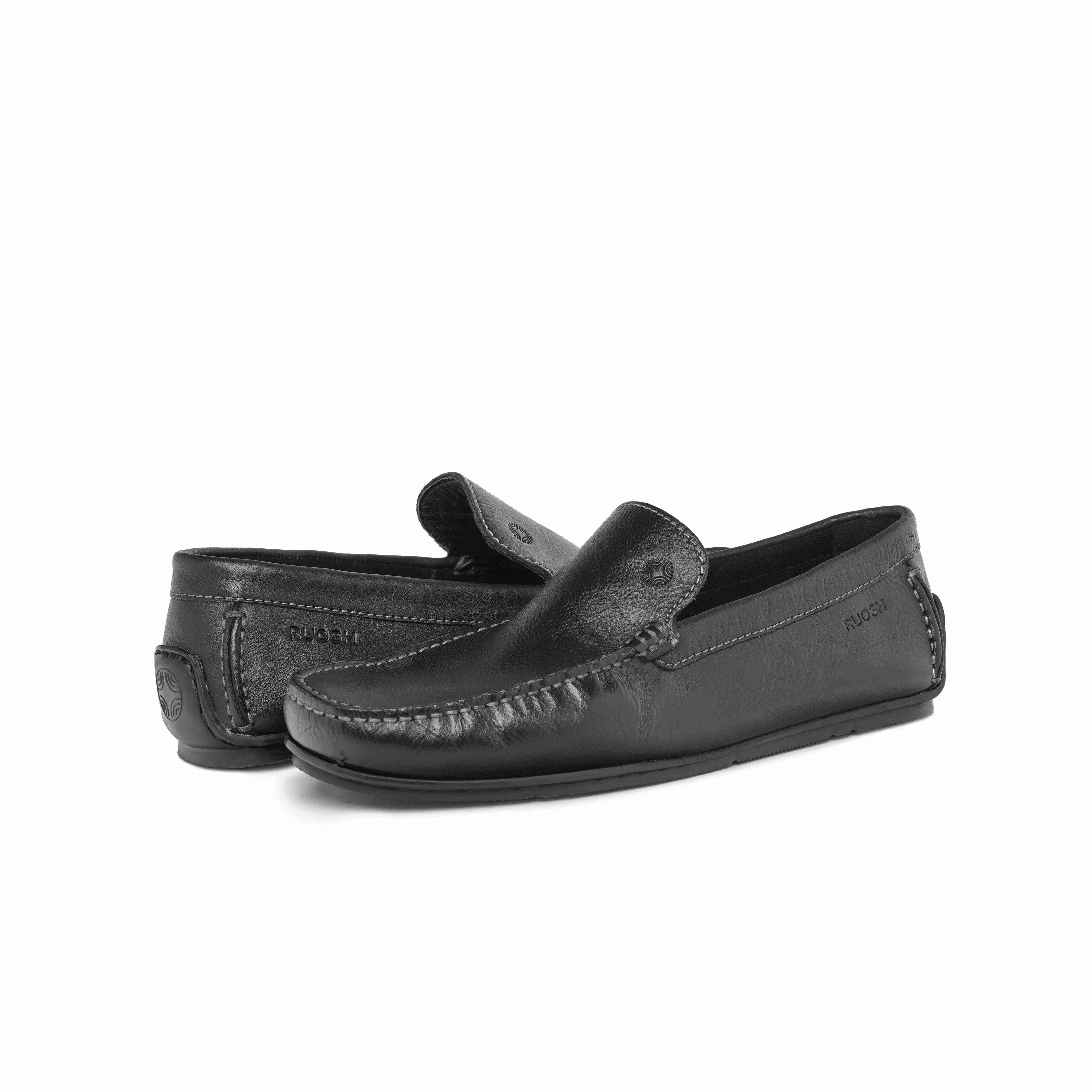 Ruosh Mens Black Macau Casual Slip Ons