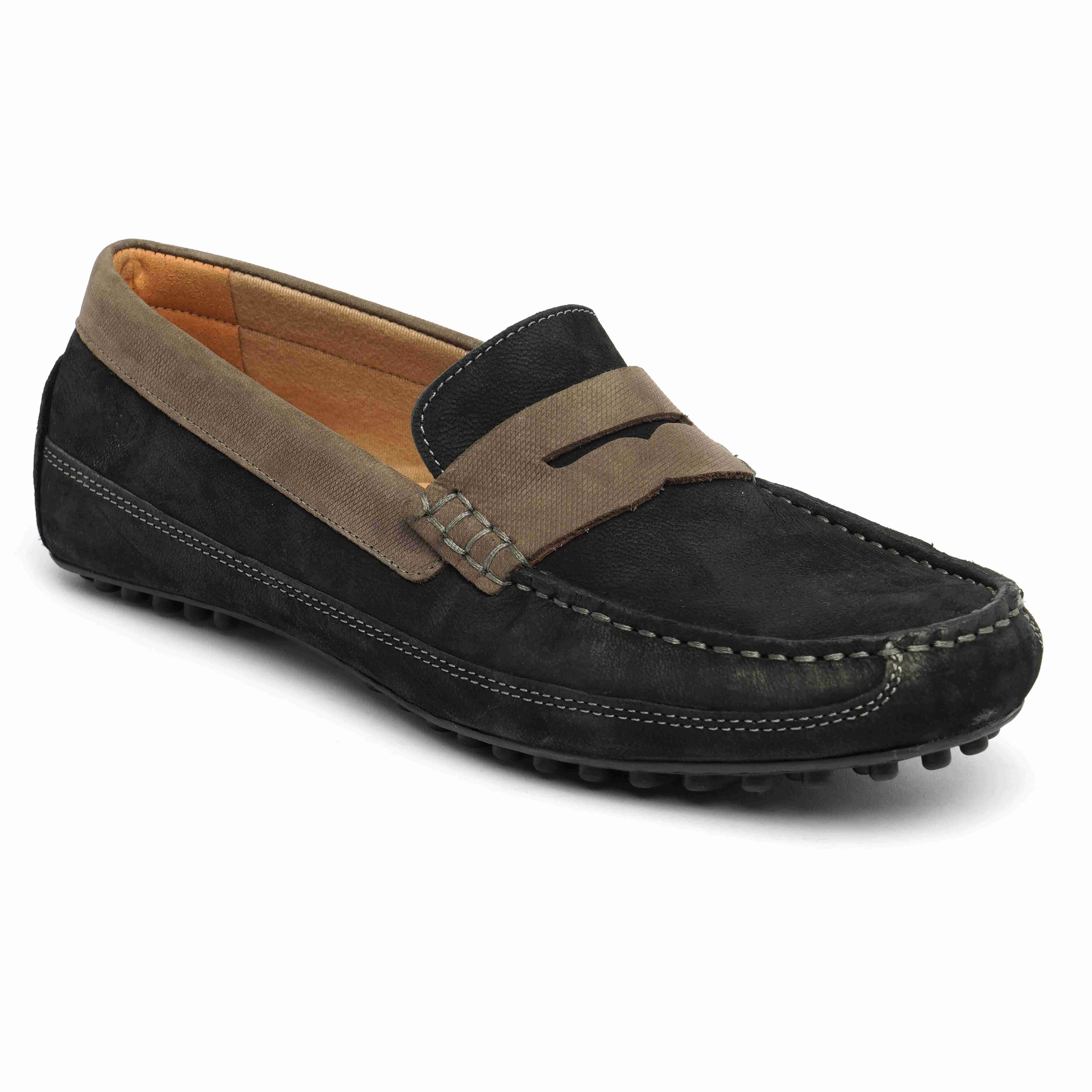 The Oman Ruosh Men Black Nubuck Penny Loafer