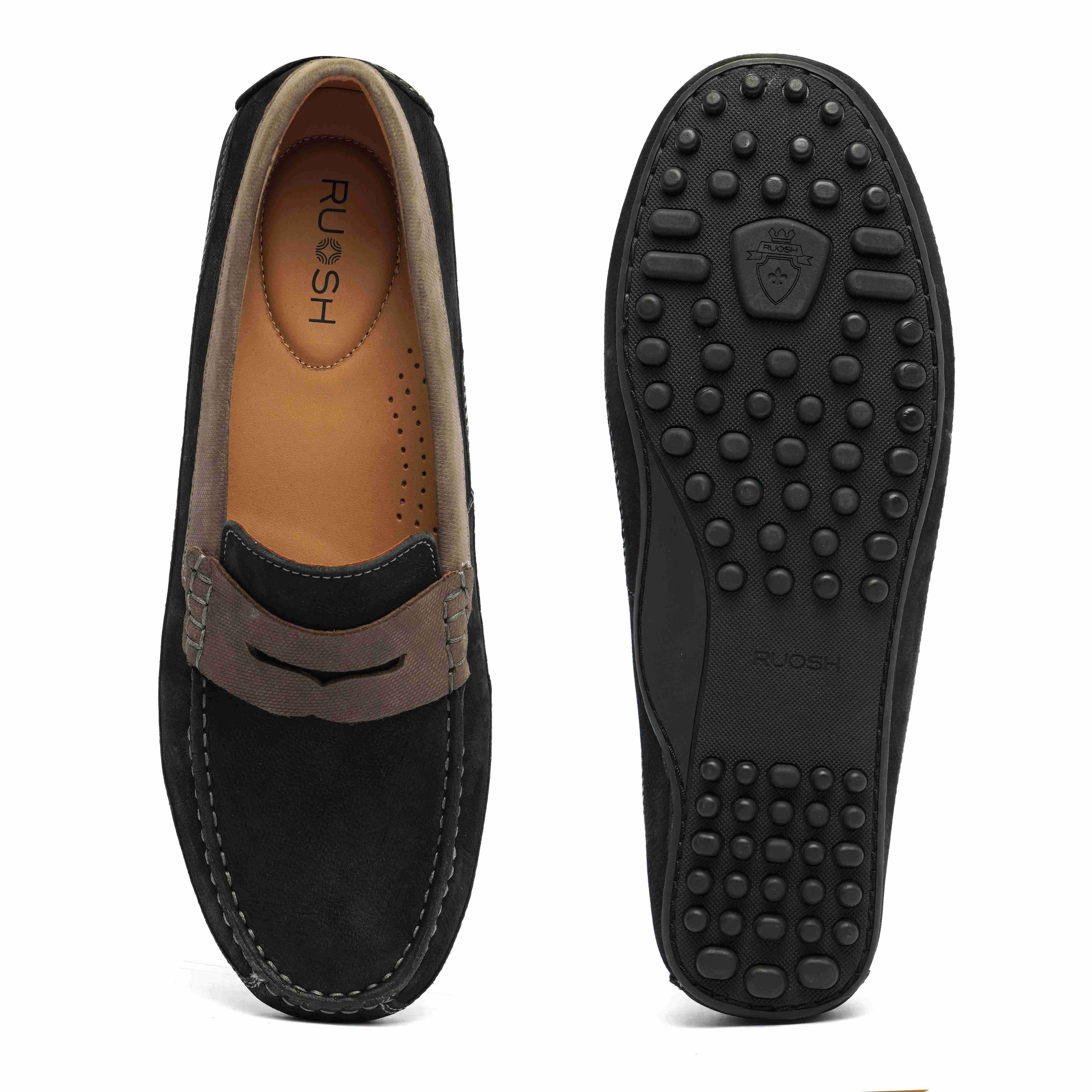 The Oman Ruosh Men Black Nubuck Penny Loafer