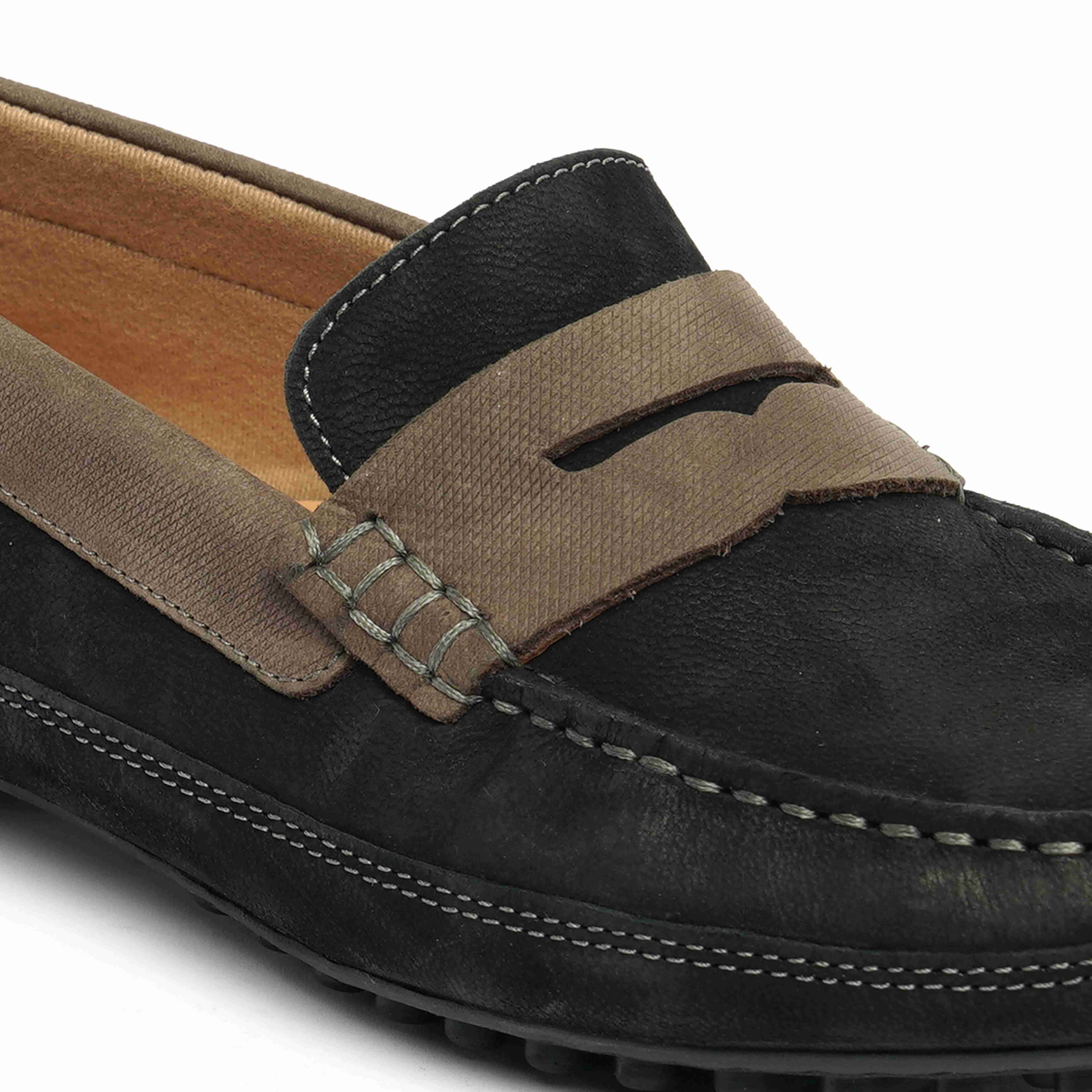 The Oman Ruosh Men Black Nubuck Penny Loafer
