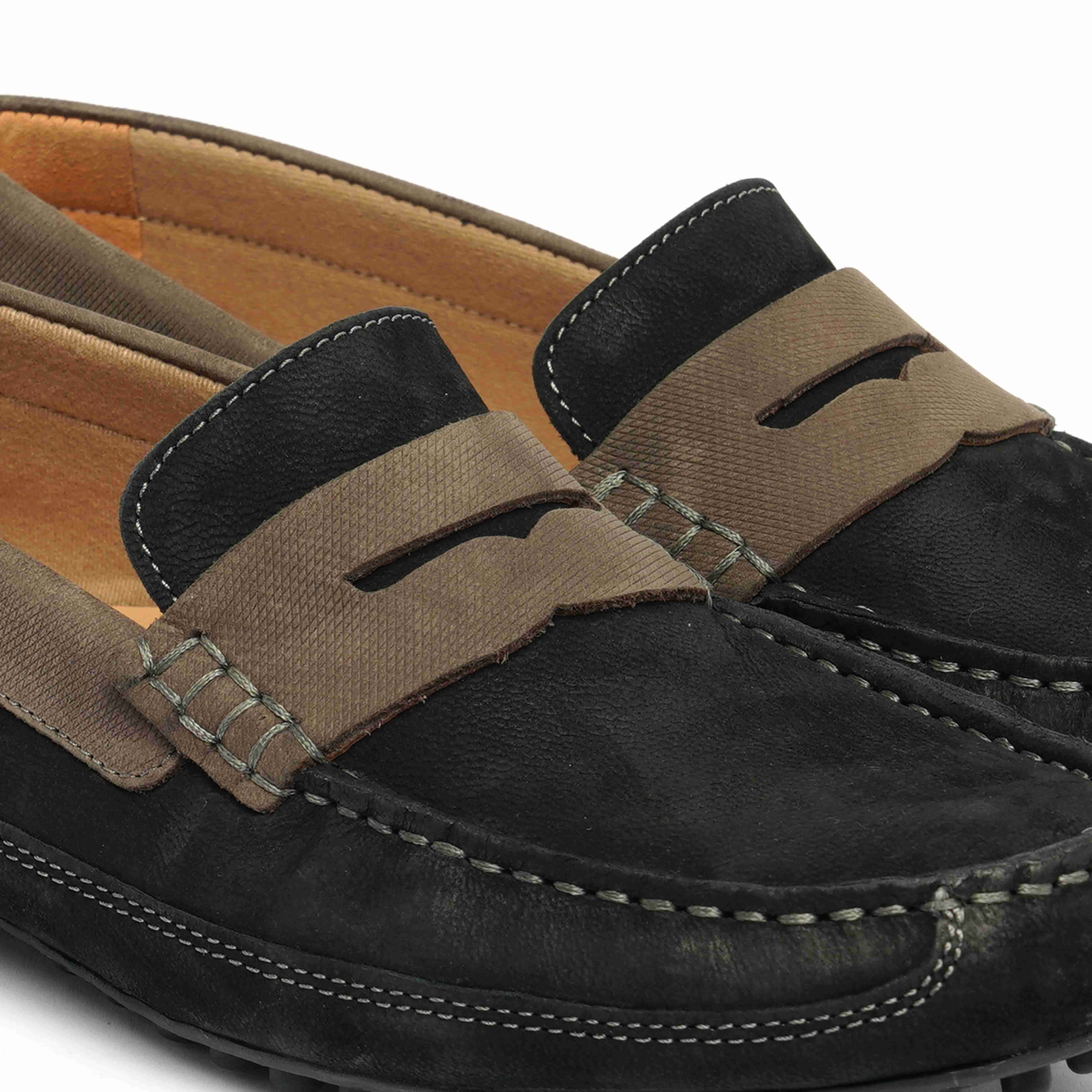 The Oman Ruosh Men Black Nubuck Penny Loafer