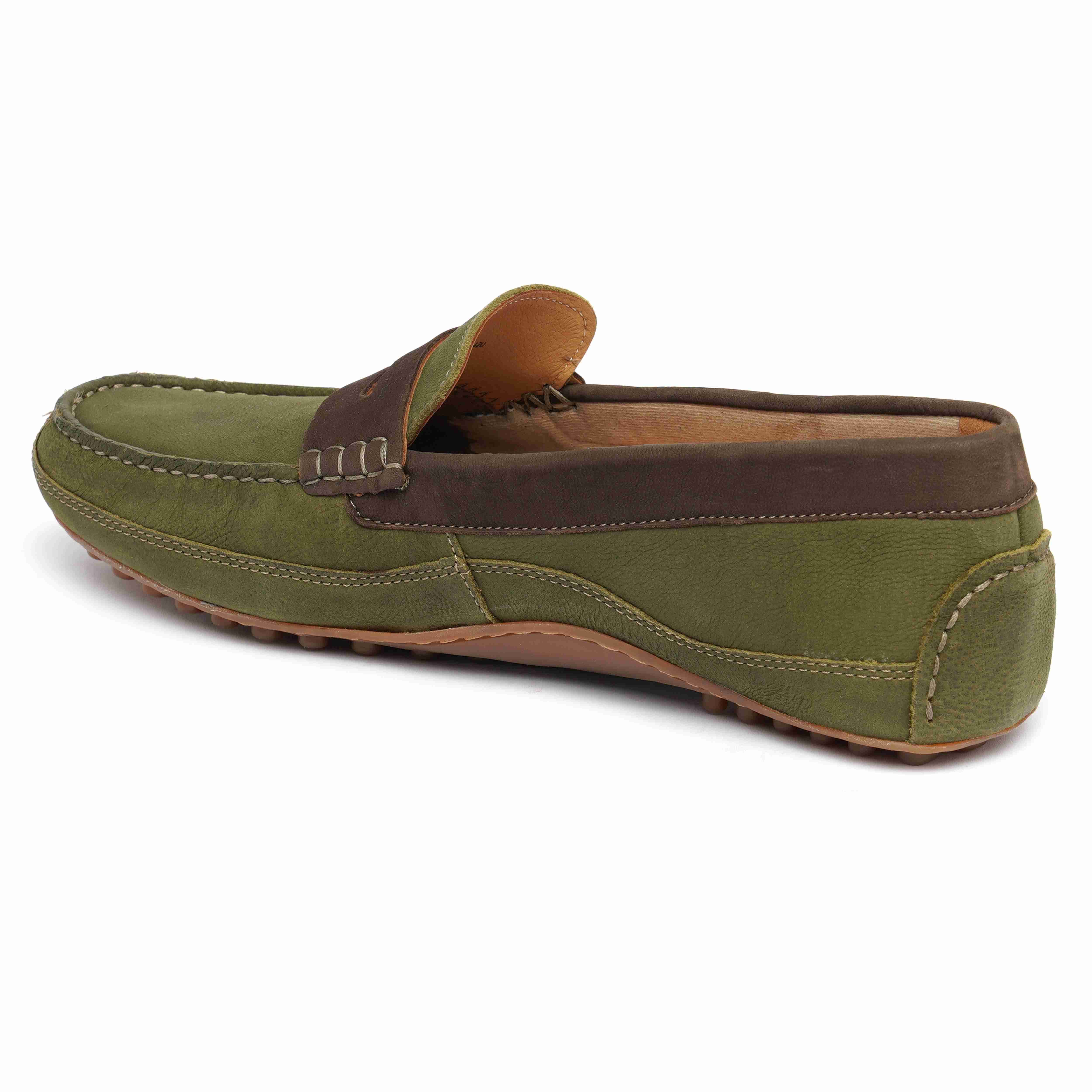 The Oman Ruosh Men Olive Green Nubuck Penny Loafer