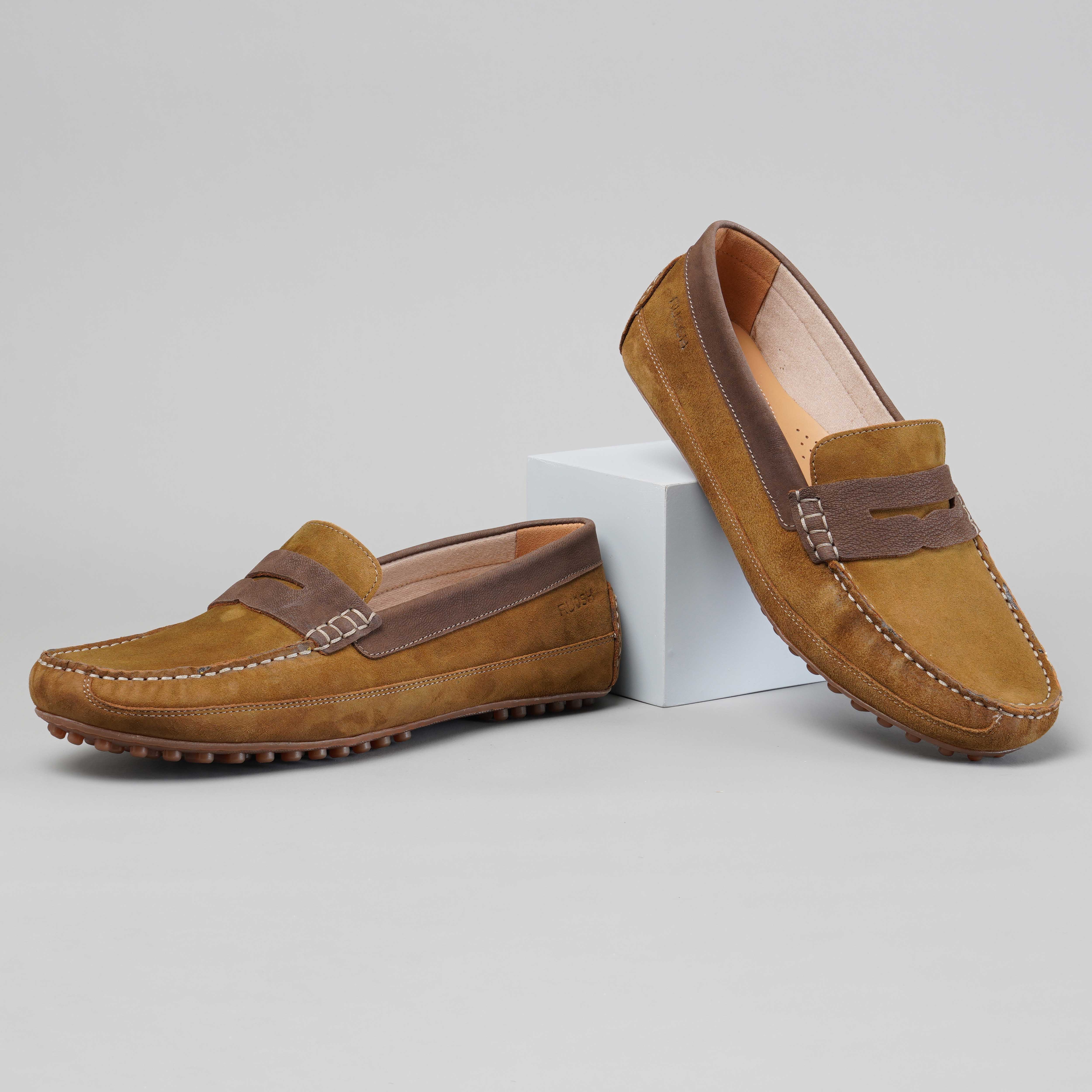 The Oman Ruosh Men Tan Nubuck Penny Loafer
