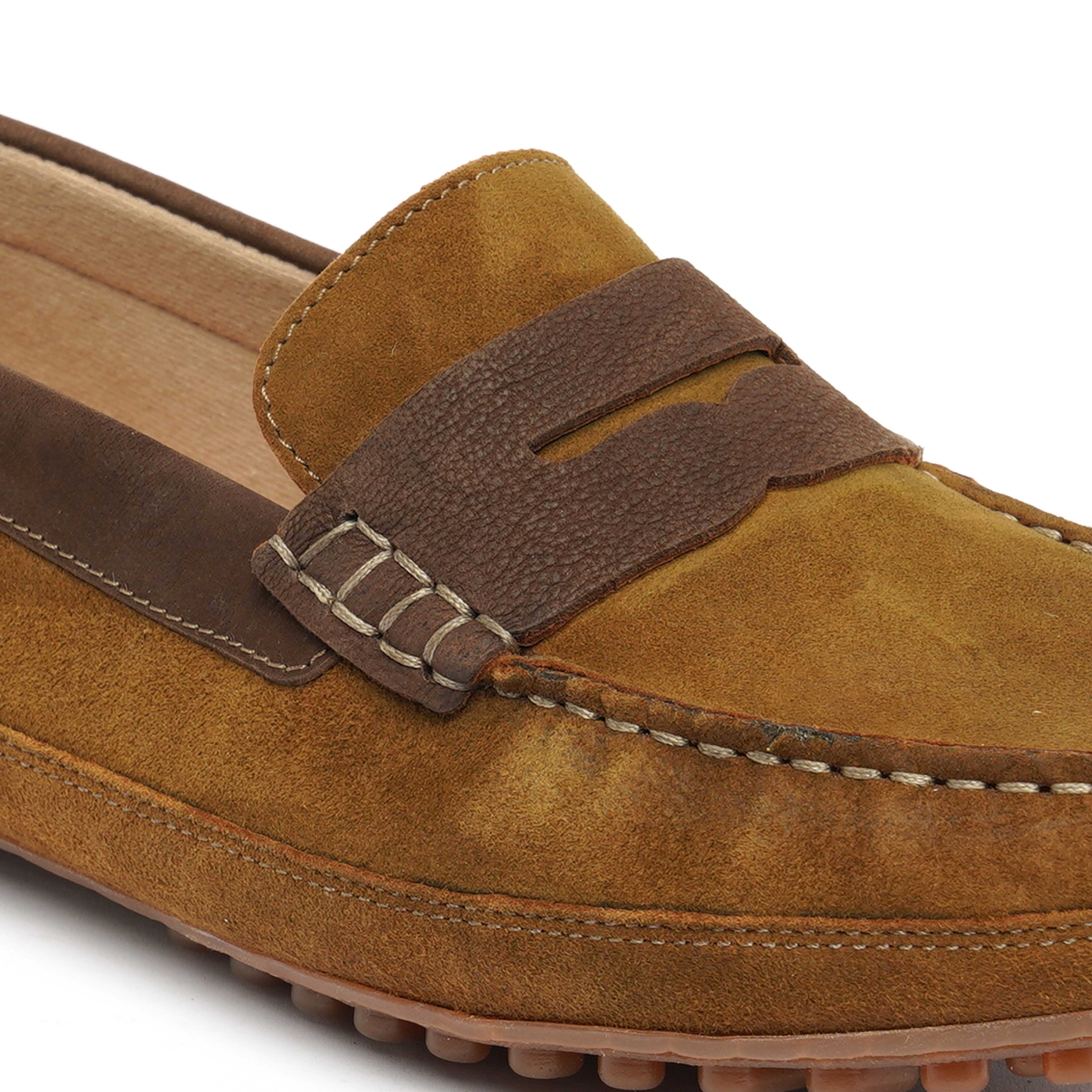 The Oman Ruosh Men Tan Nubuck Penny Loafer