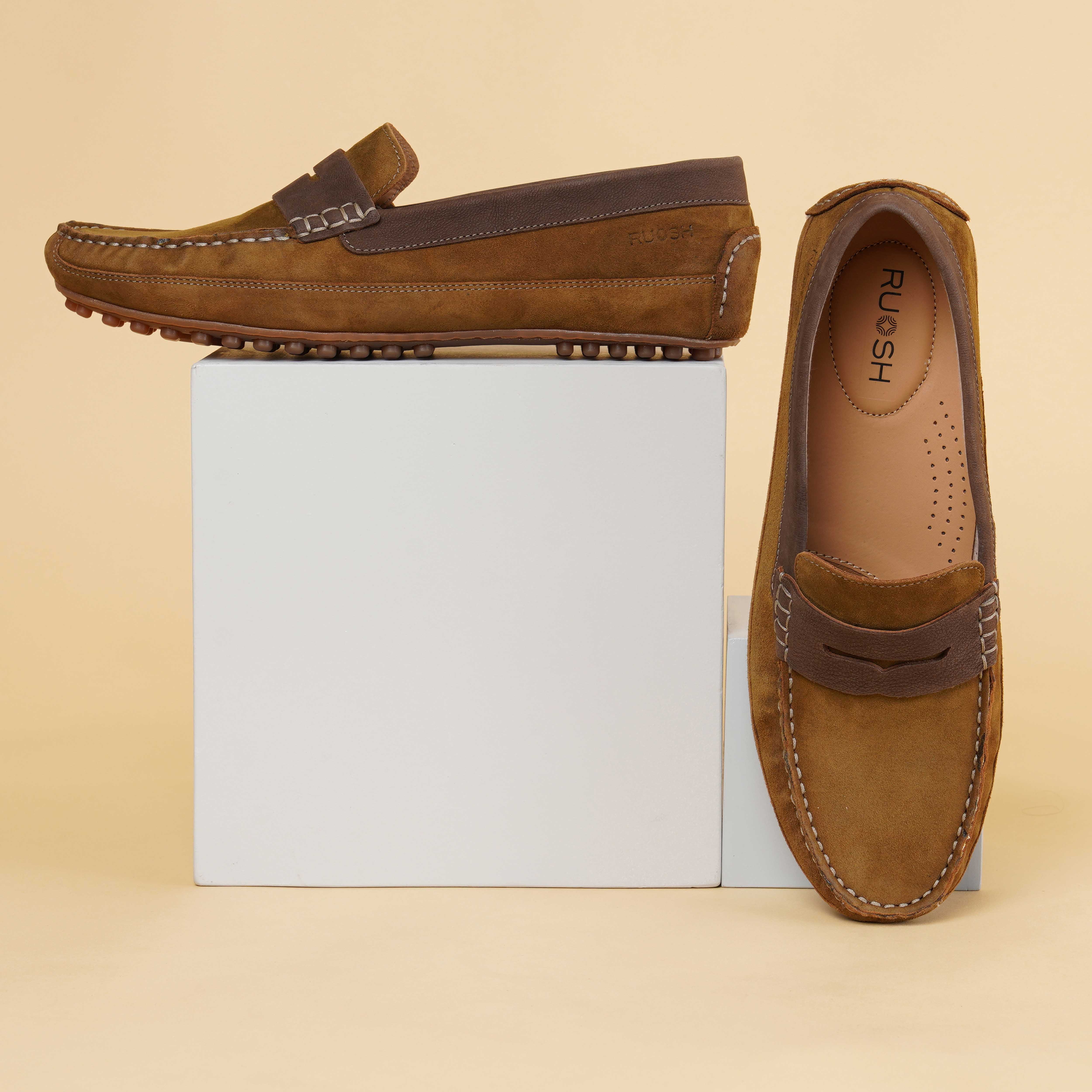 The Oman Ruosh Men Tan Nubuck Penny Loafer