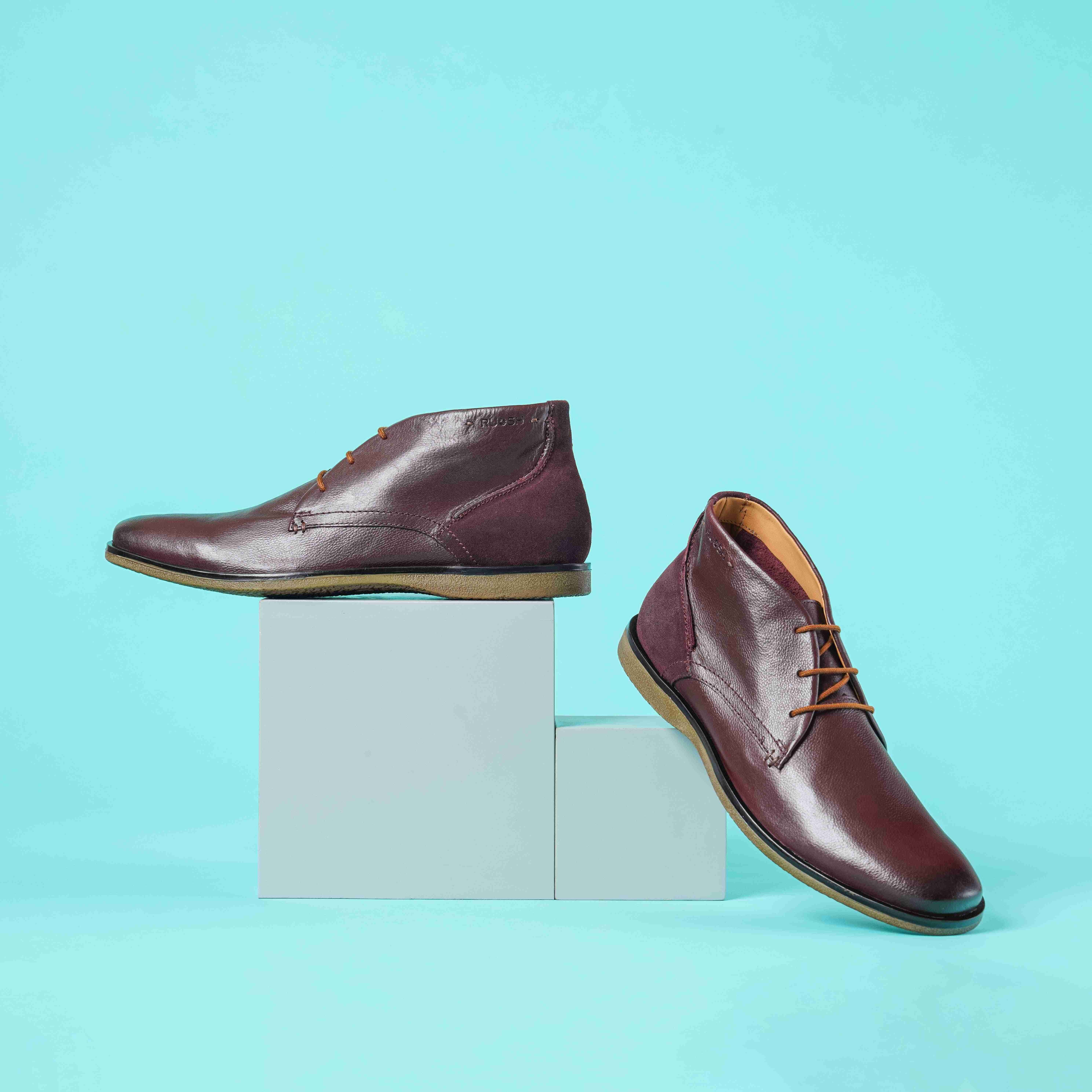 The Venice Ruosh Men Burgundy Ankle Chukka Boot
