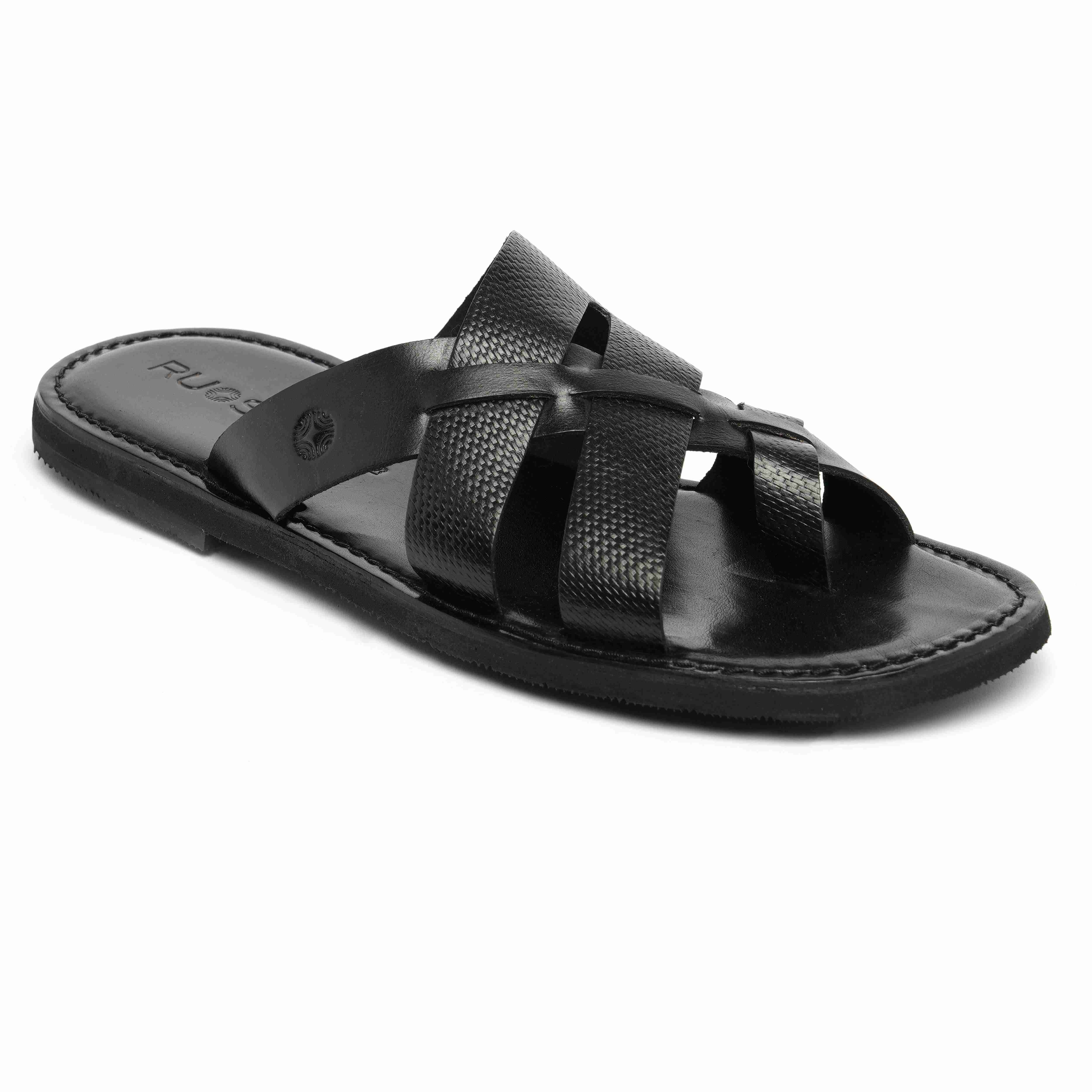 The Pisa Ruosh Men Black Cross Strap Slipper