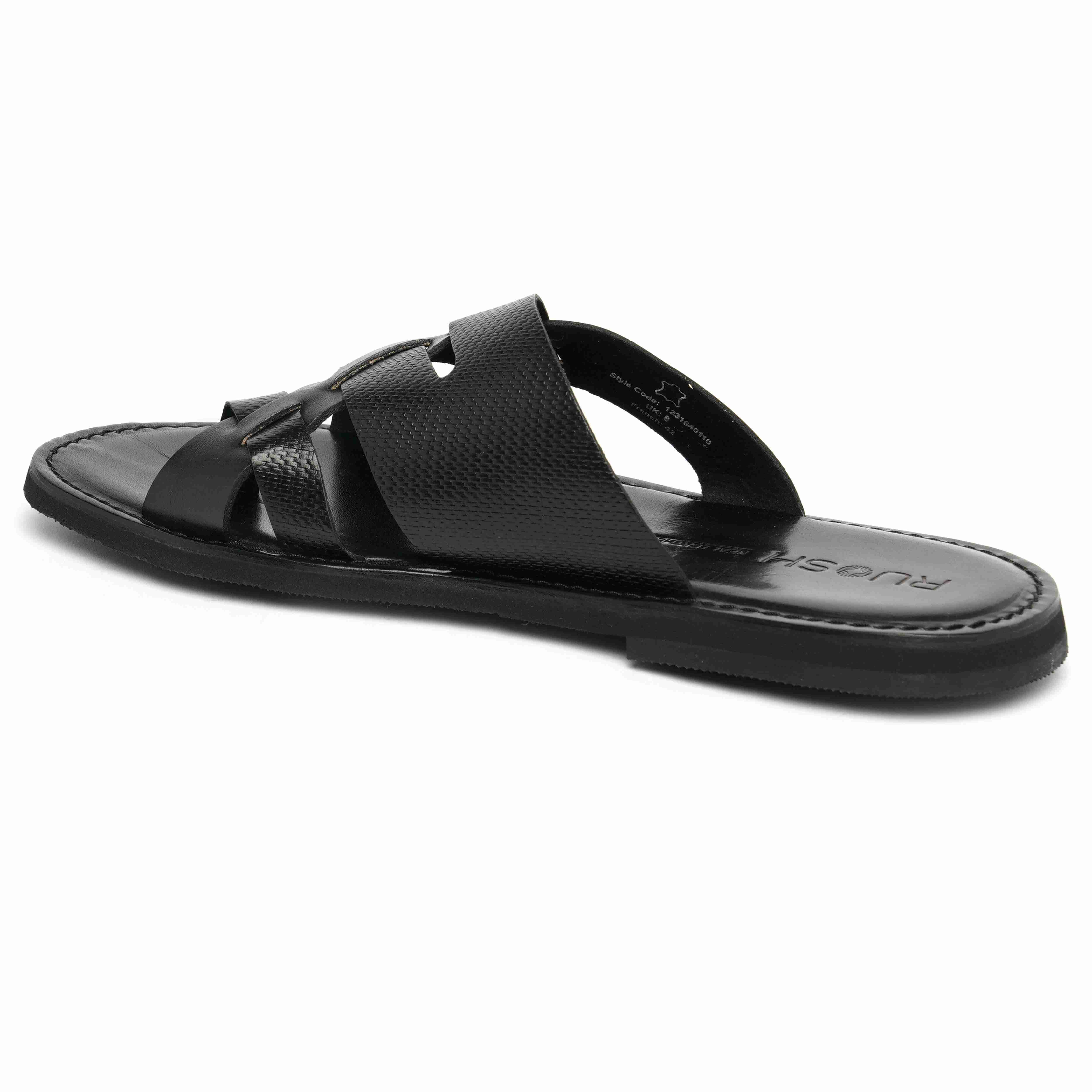 The Pisa Ruosh Men Black Cross Strap Slipper