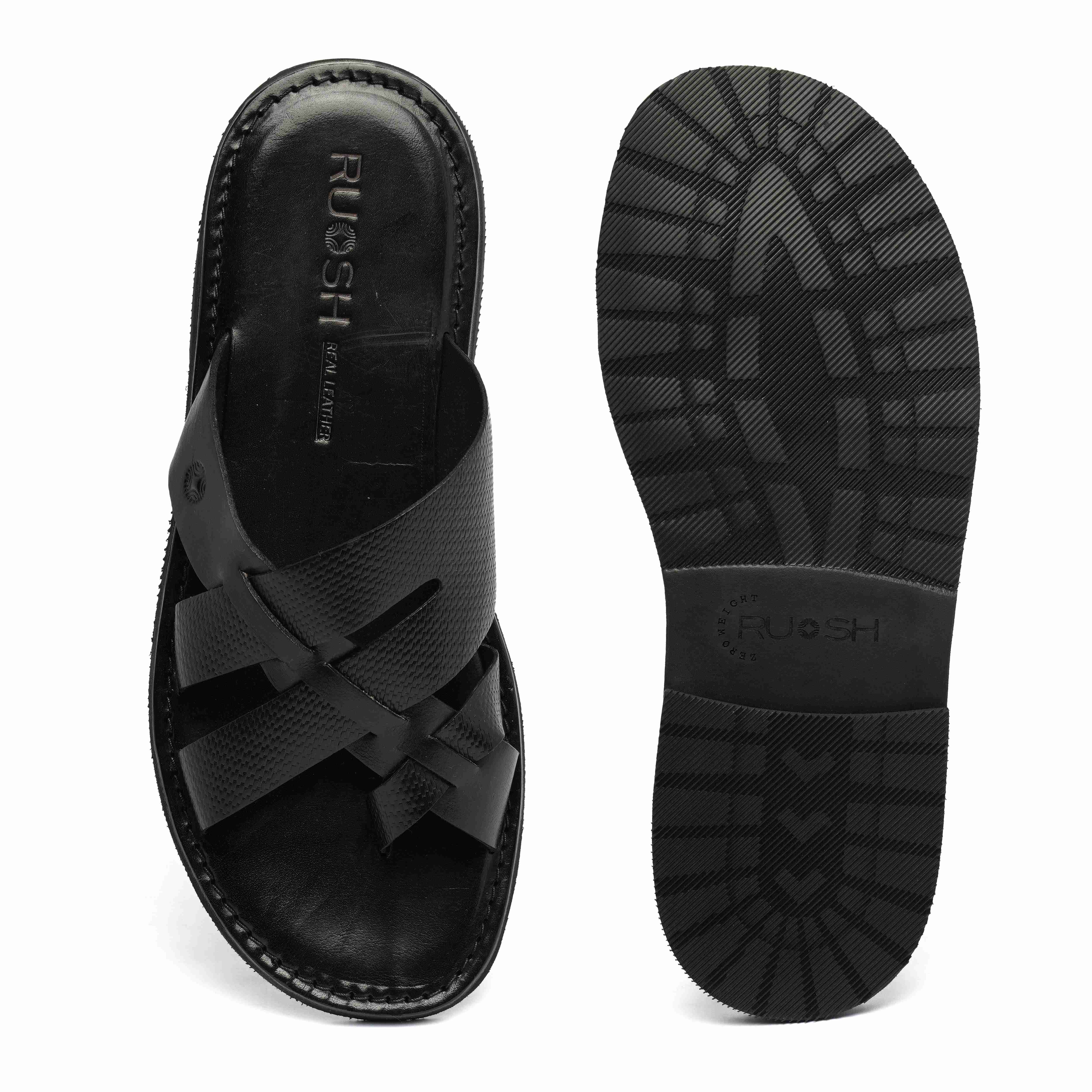 The Pisa Ruosh Men Black Cross Strap Slipper