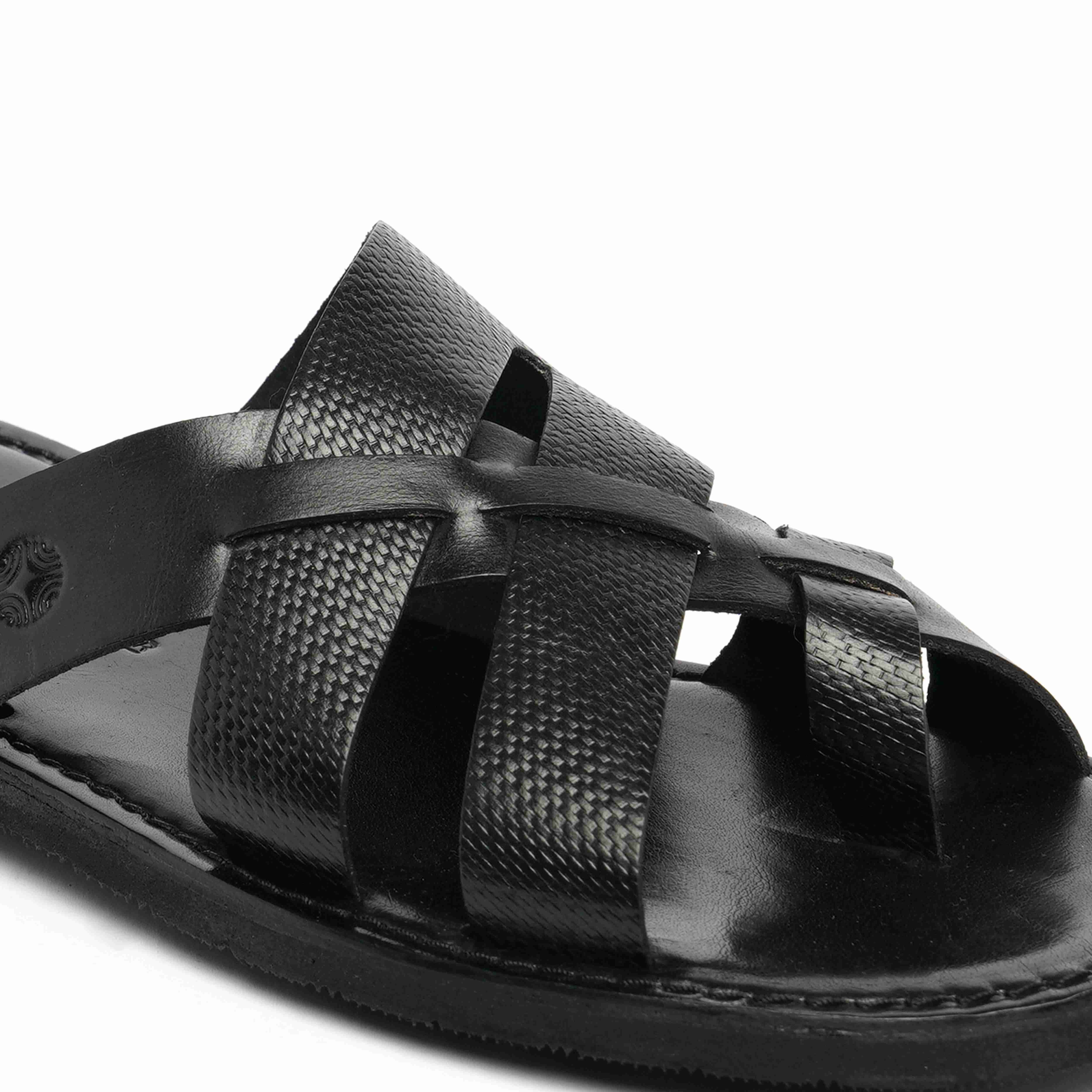 The Pisa Ruosh Men Black Cross Strap Slipper