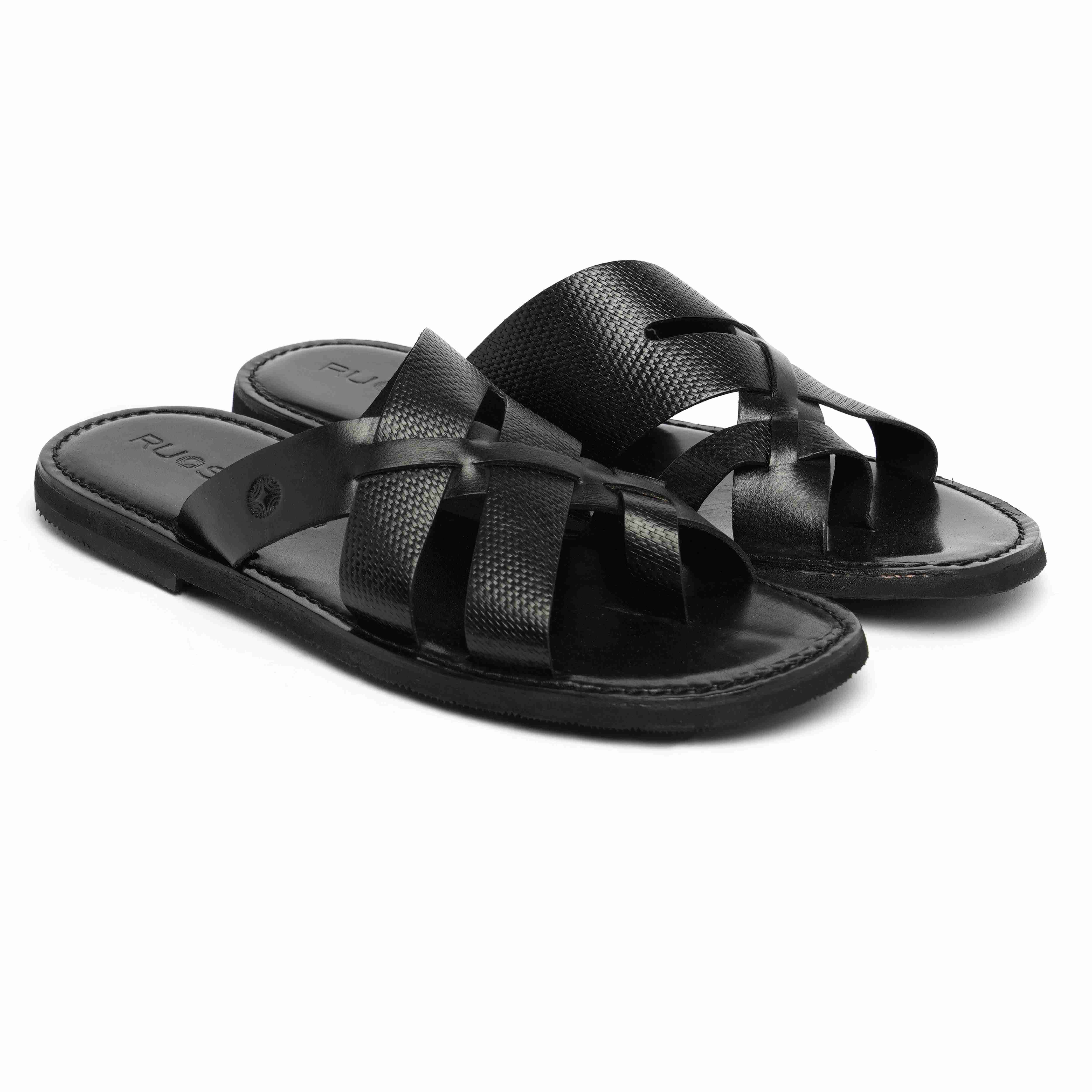 The Pisa Ruosh Men Black Cross Strap Slipper