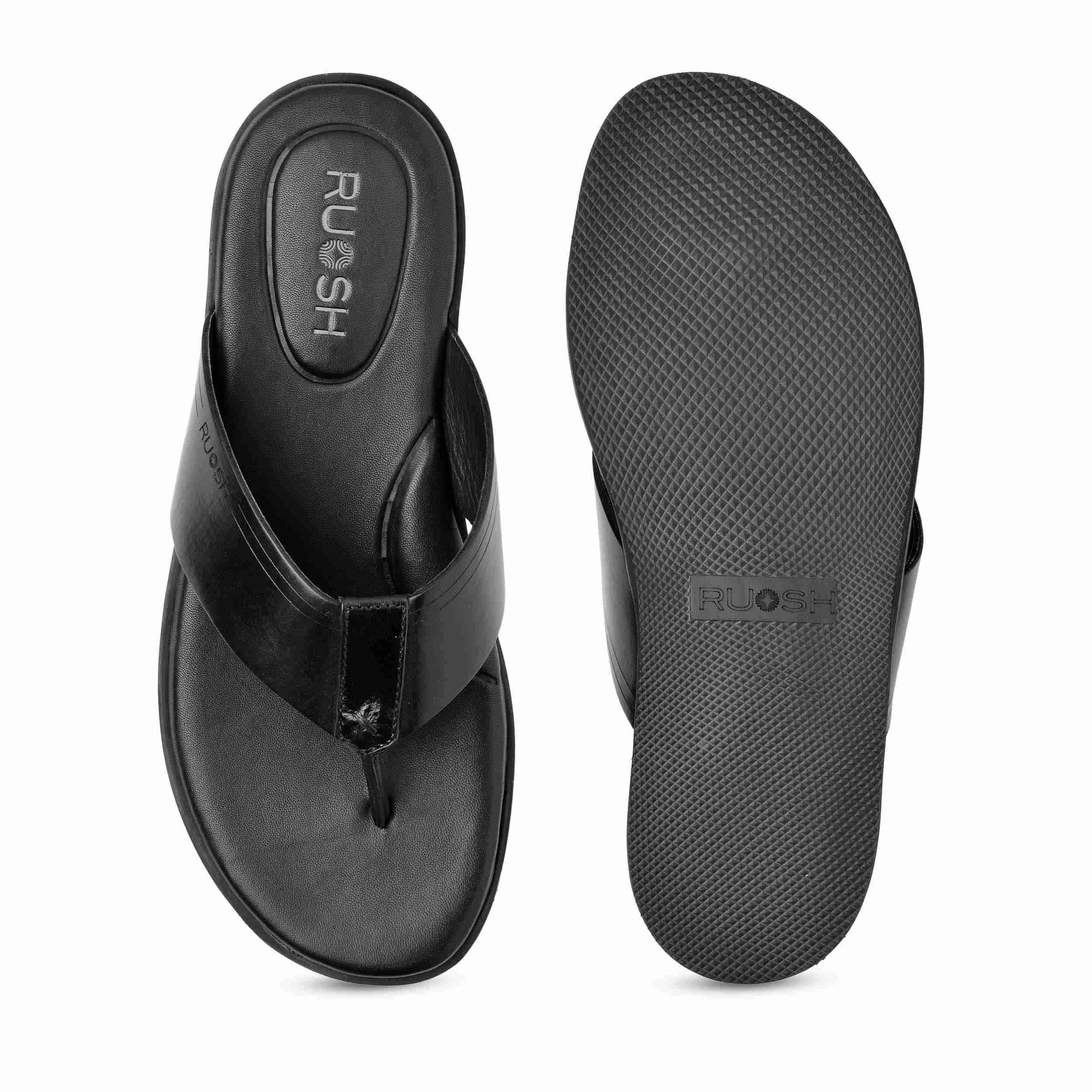 The Aero Ruosh Men Black Slipper