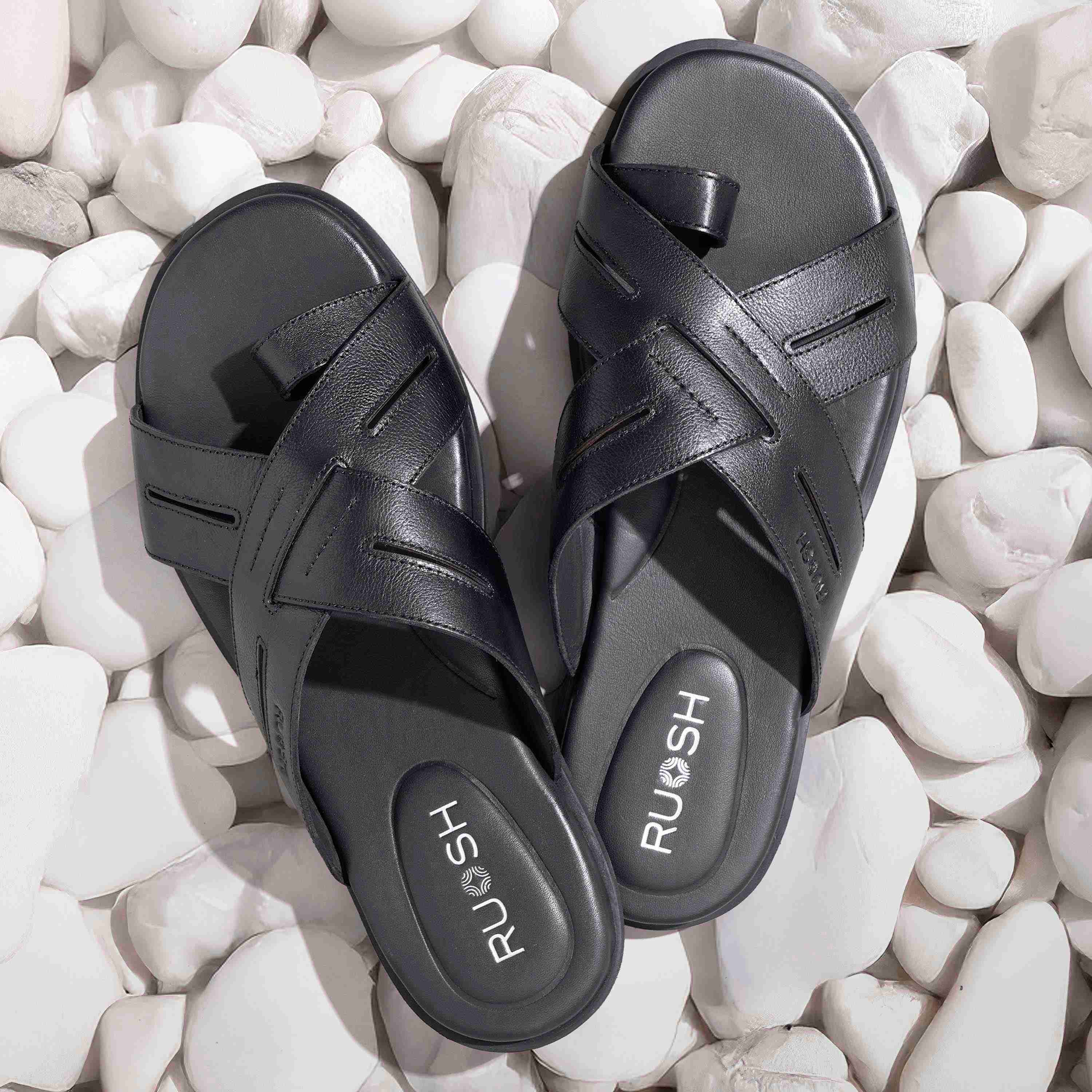 The Vega Black Men Slipper Ruosh
