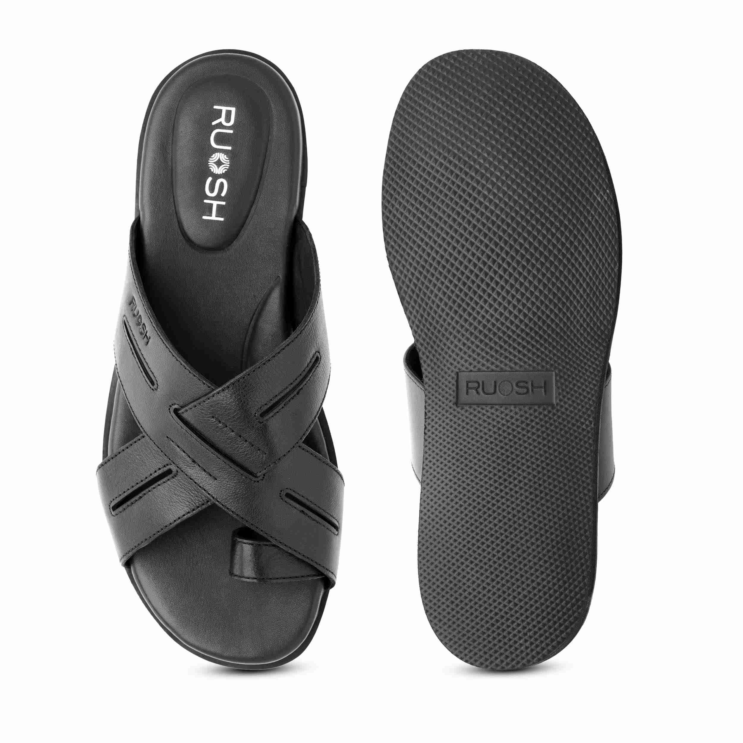 The Vega Black Men Slipper Ruosh