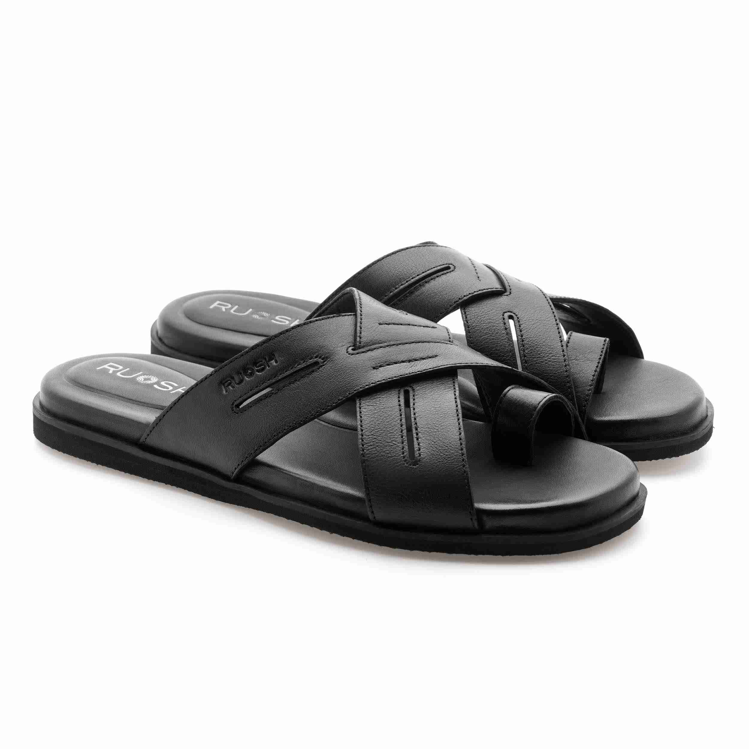 The Vega Black Men Slipper Ruosh