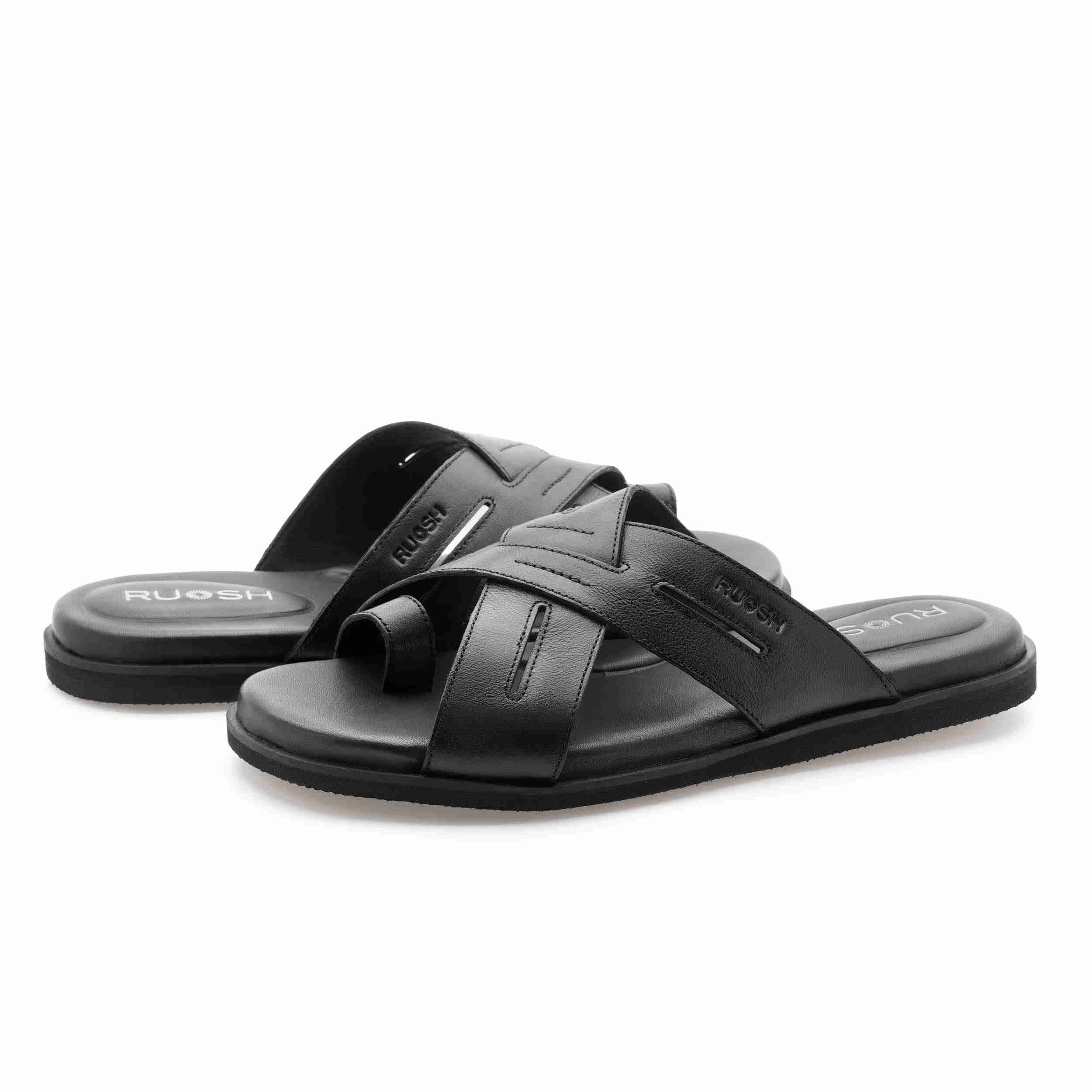 The Vega Black Men Slipper Ruosh