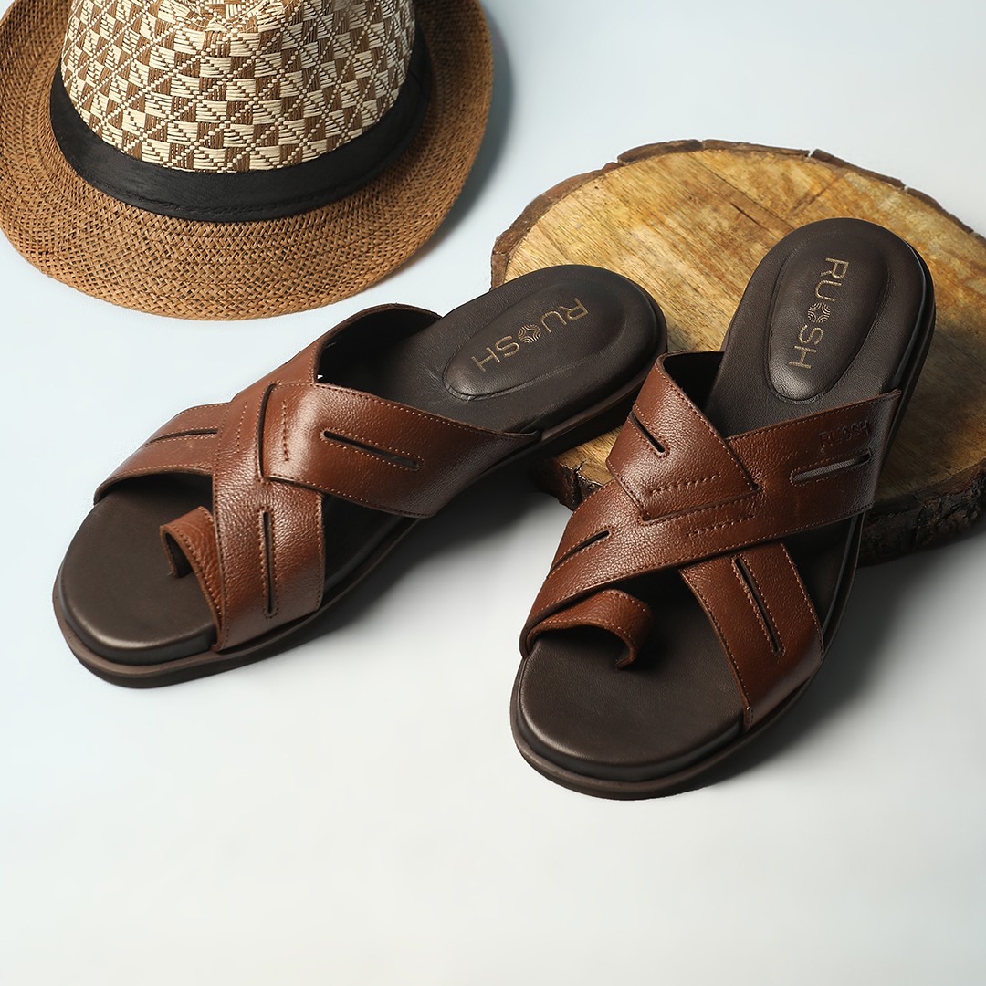 The Vega Walnut Tan Men Sandals Ruosh
