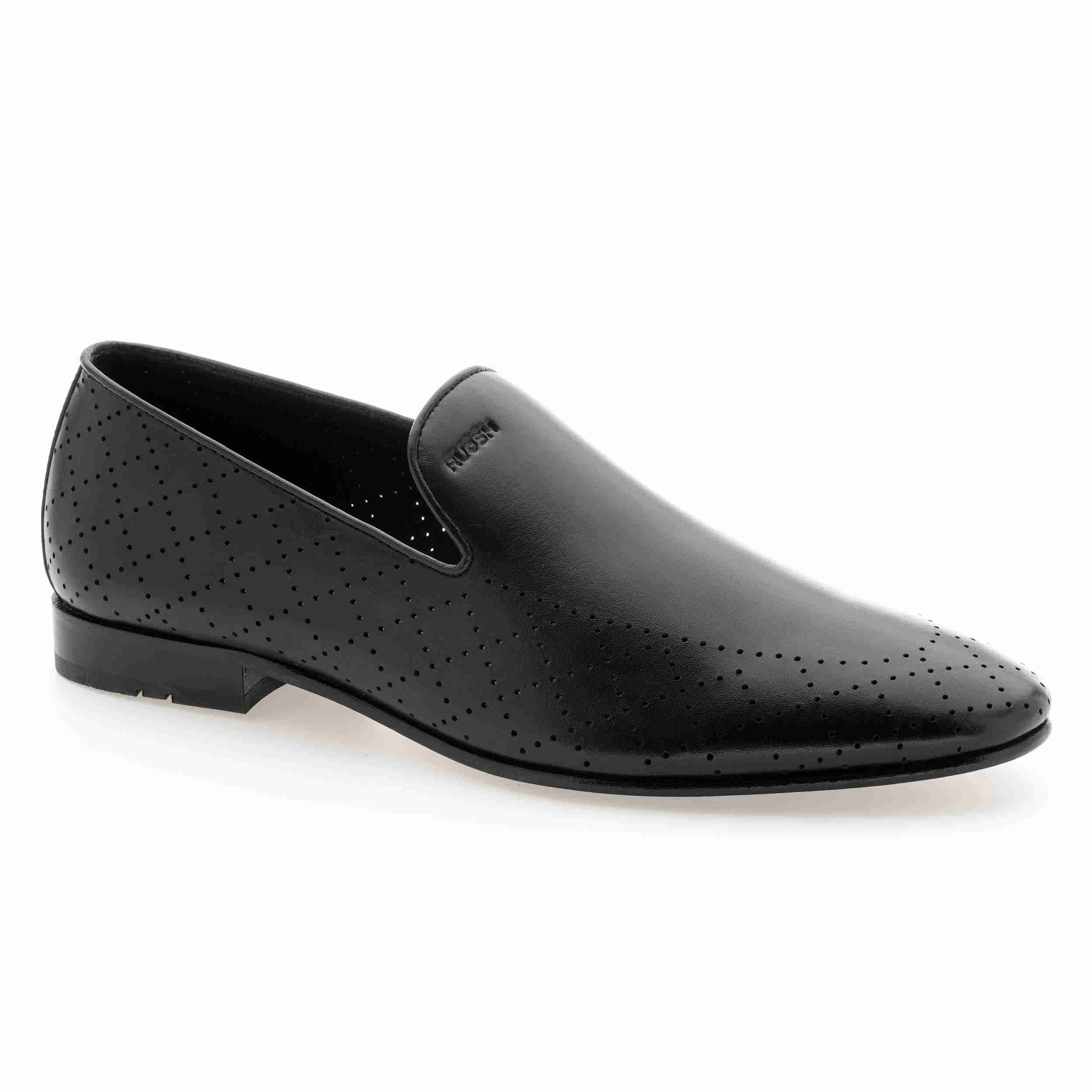 The Finn Black Men Occasion Perforated Slip On Ruosh