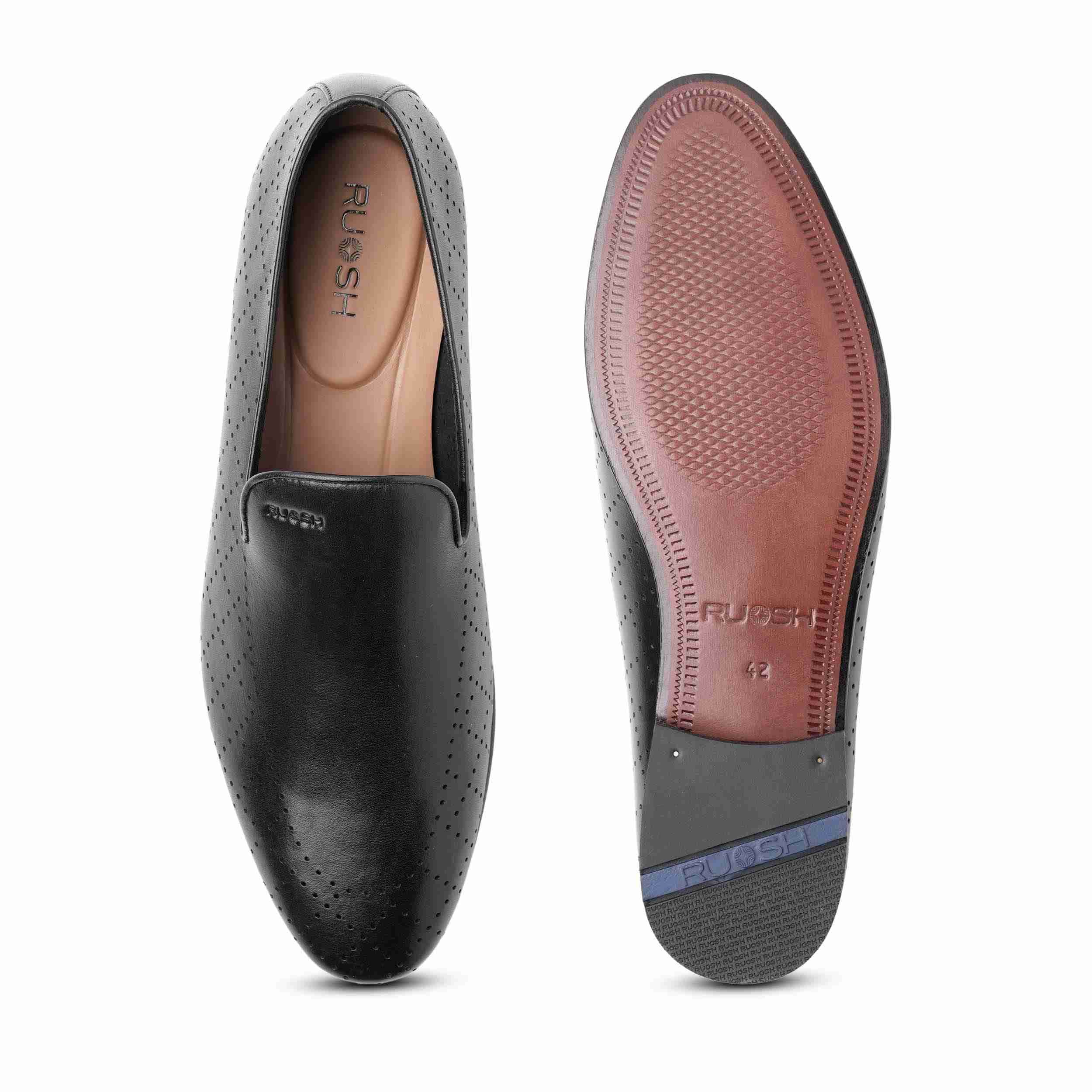 The Finn Black Men Occasion Perforated Slip On Ruosh