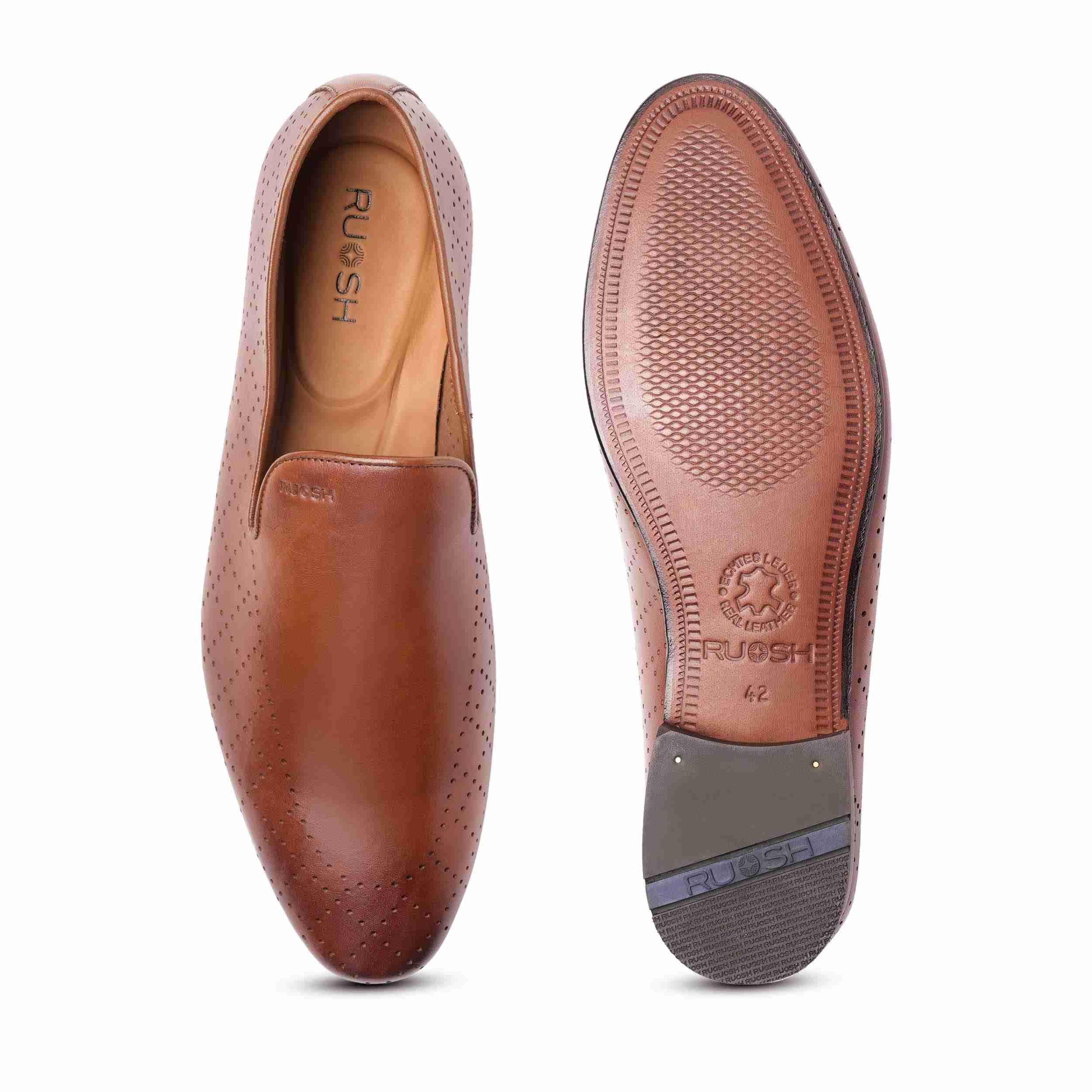 The Finn Tan Men Occasion Perforated Slip On Ruosh
