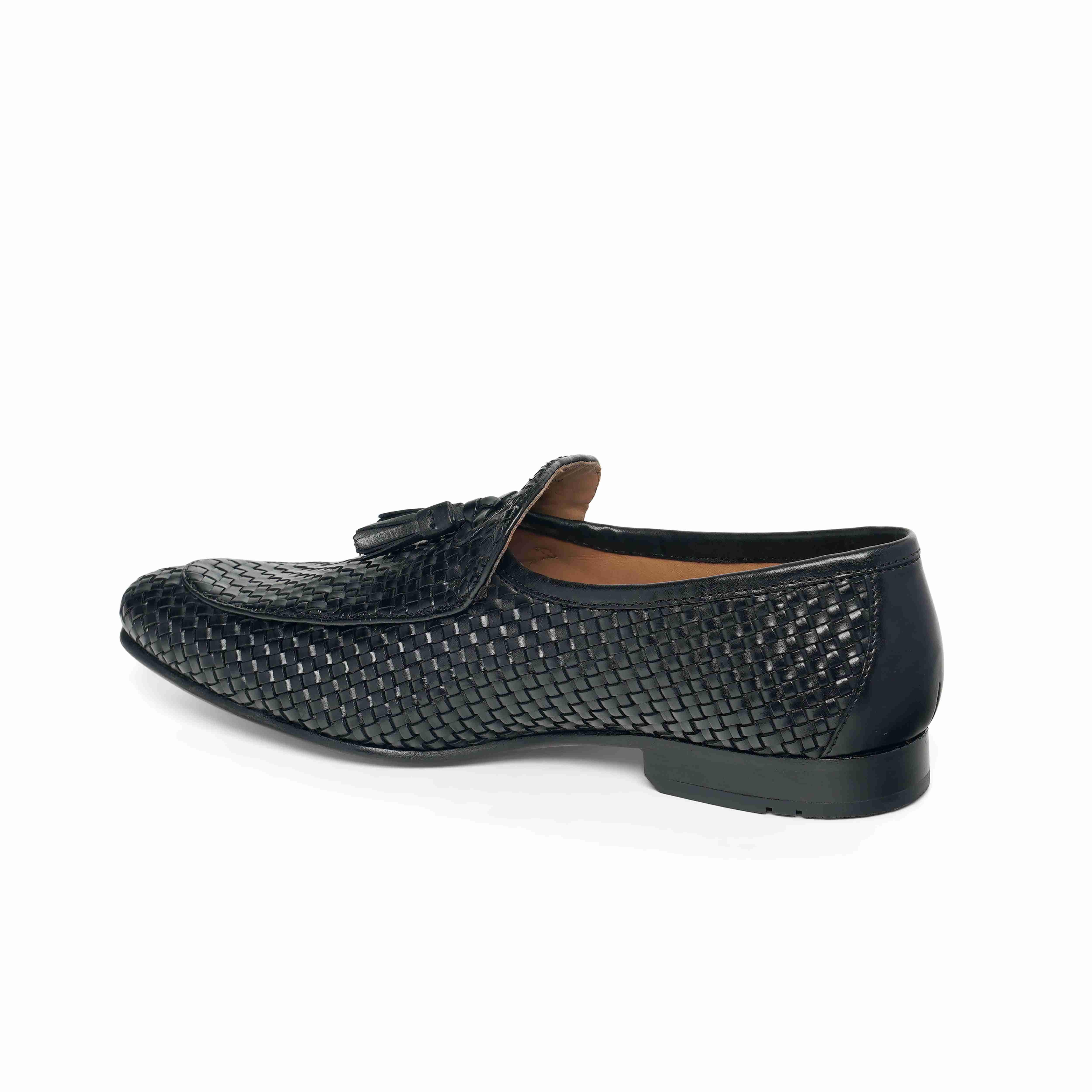 The Lando Ruosh Men Black Handwoven Tassel Loafer