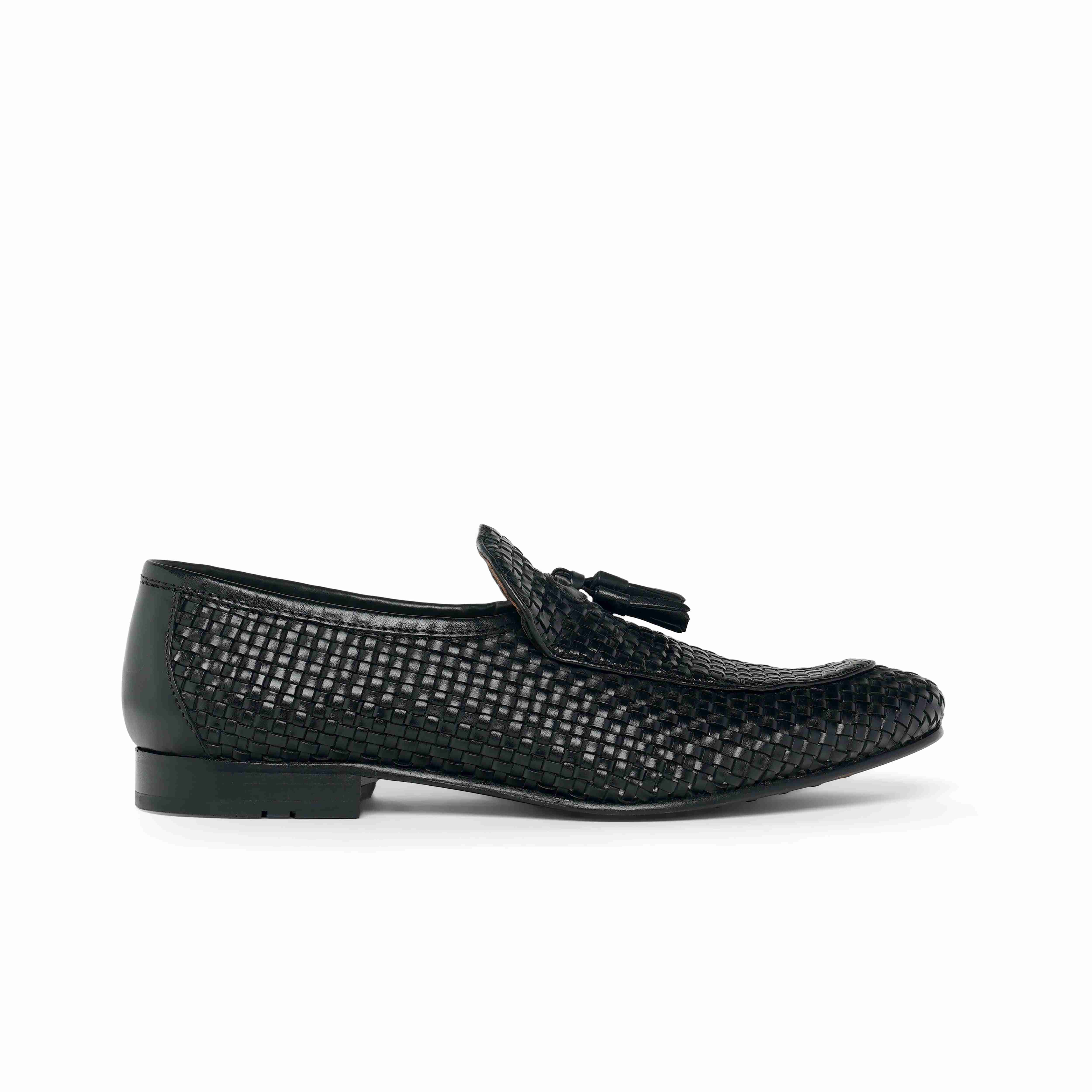 The Lando Ruosh Men Black Handwoven Tassel Loafer