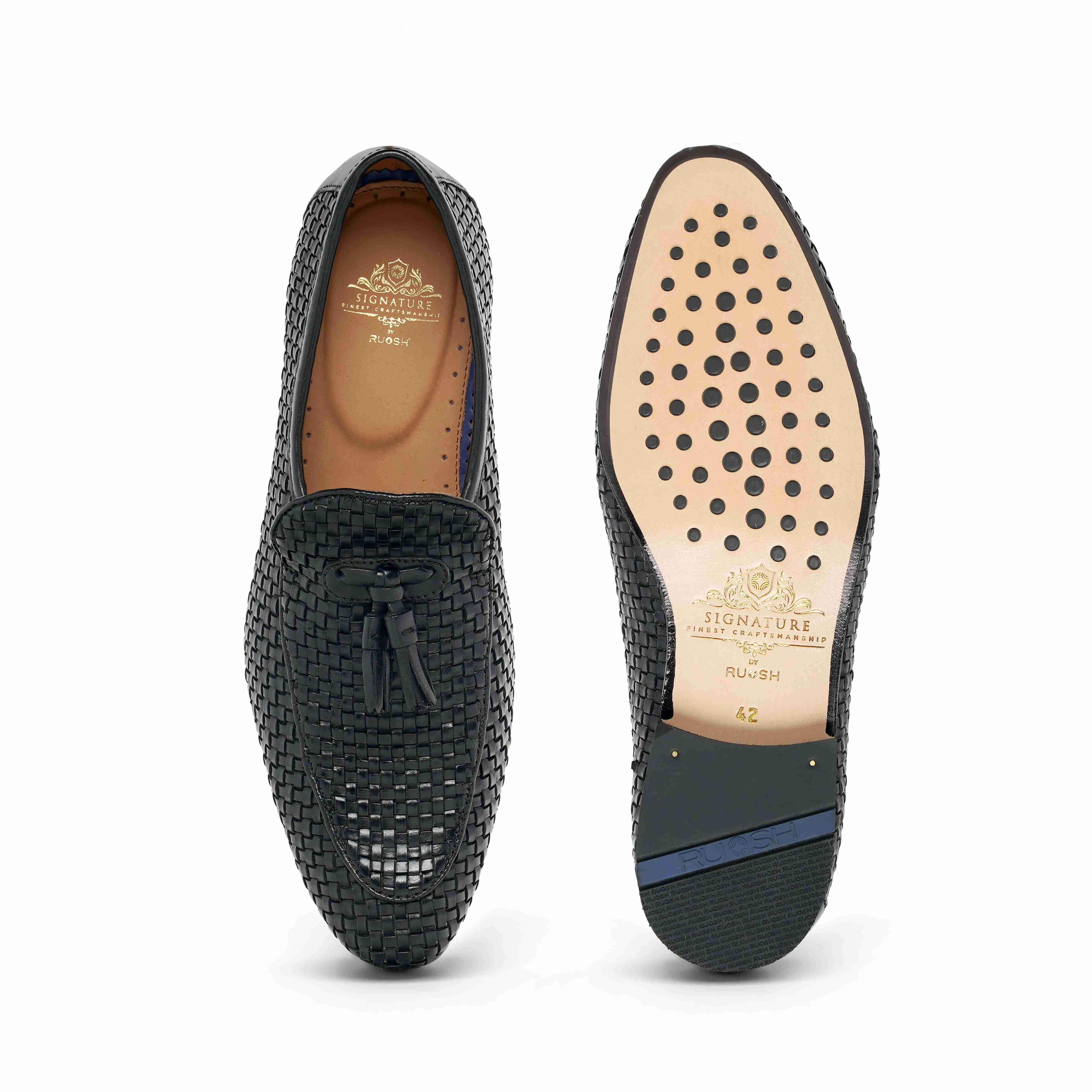 The Lando Ruosh Men Black Handwoven Tassel Loafer