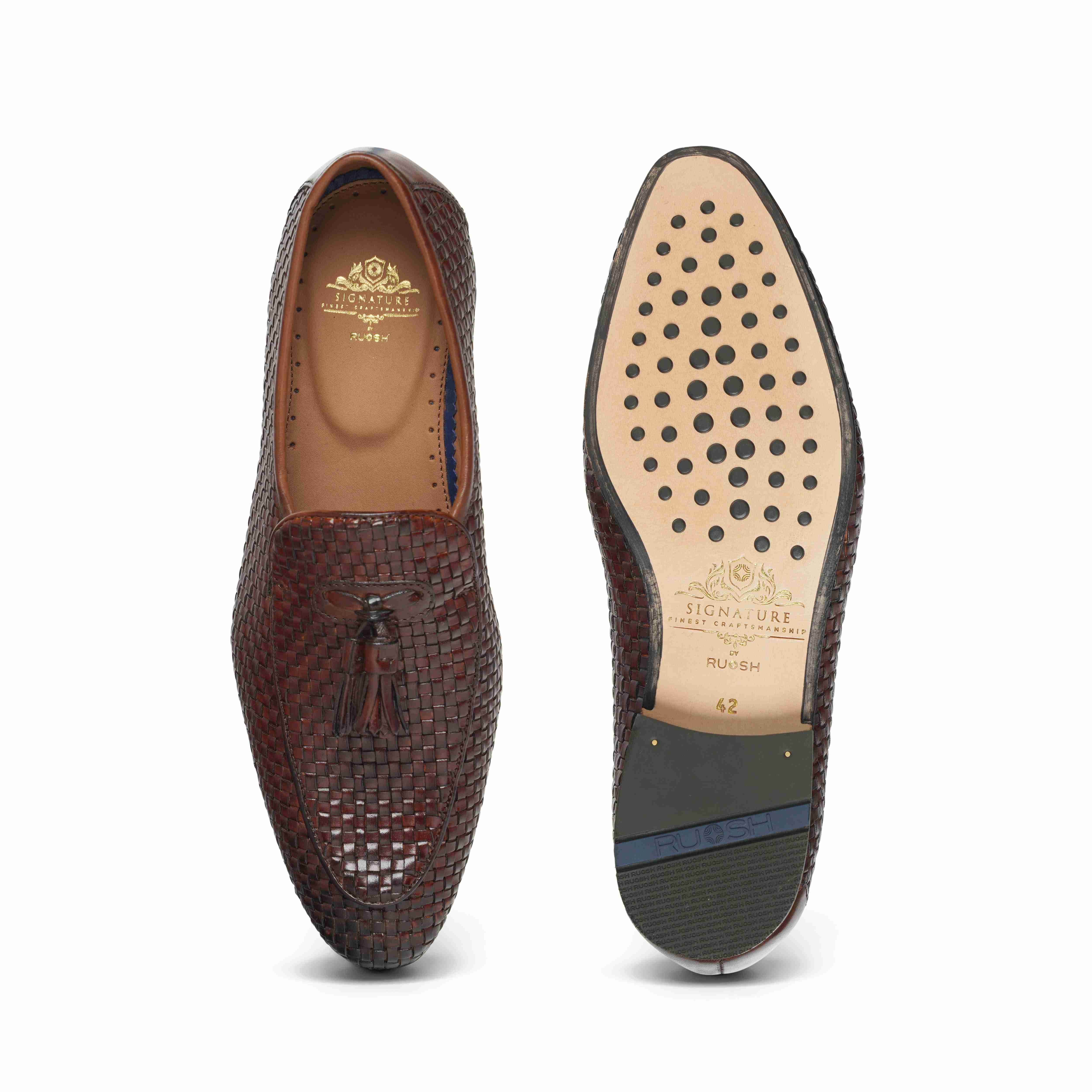 The Lando Ruosh Men Tan Handwoven Tassel Loafer