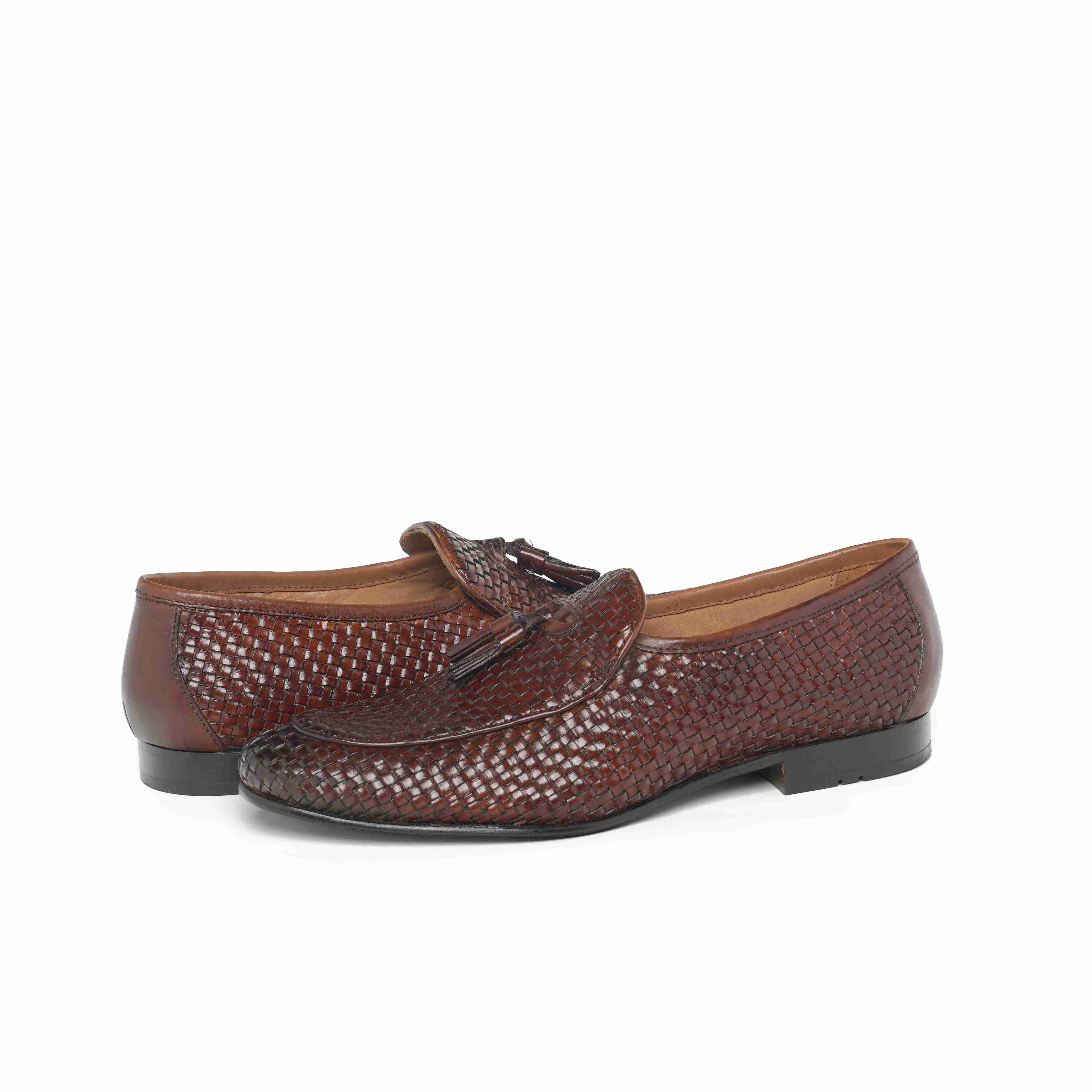 The Lando Ruosh Men Tan Handwoven Tassel Loafer