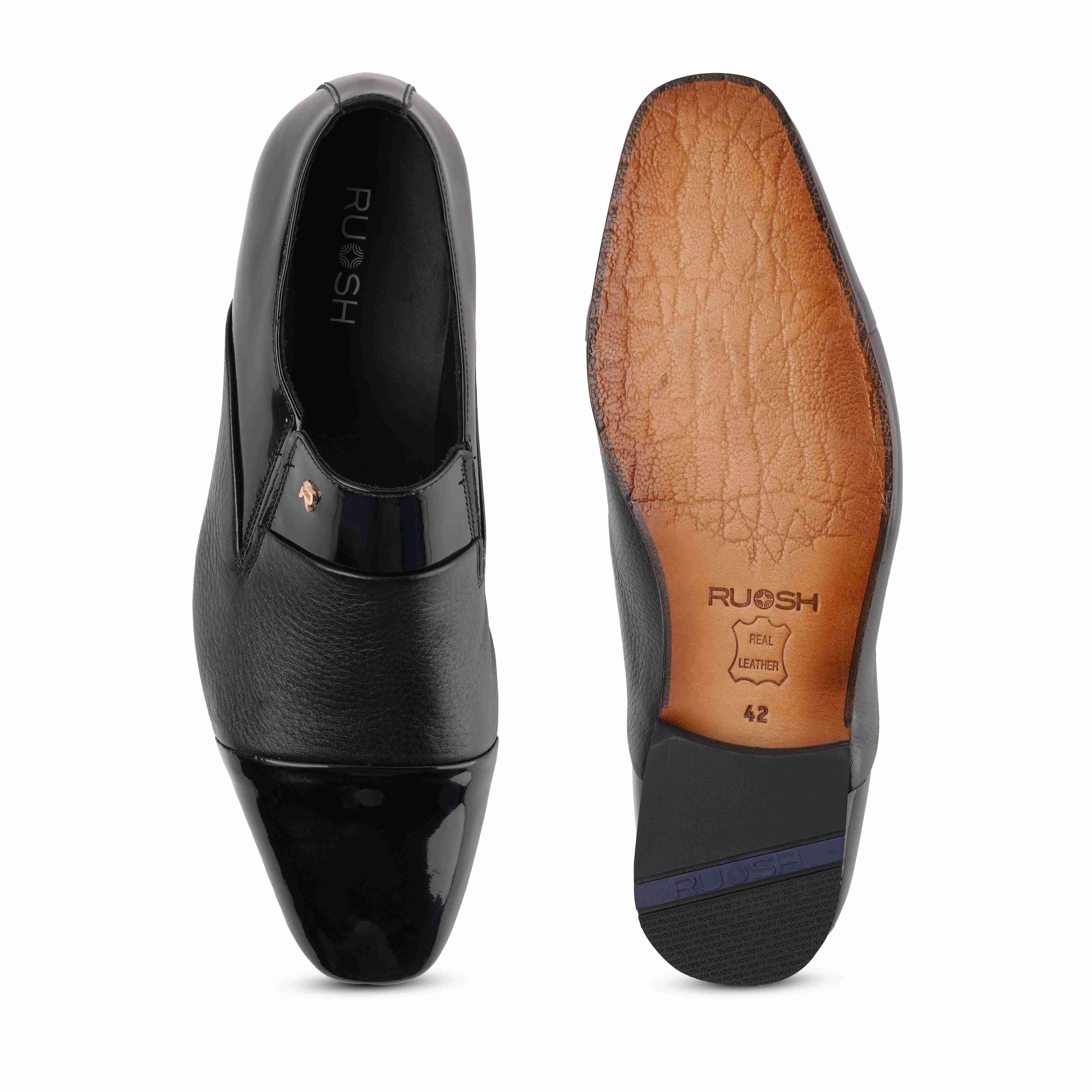 The Axel Ruosh Men Black Deer Leather Shoe
