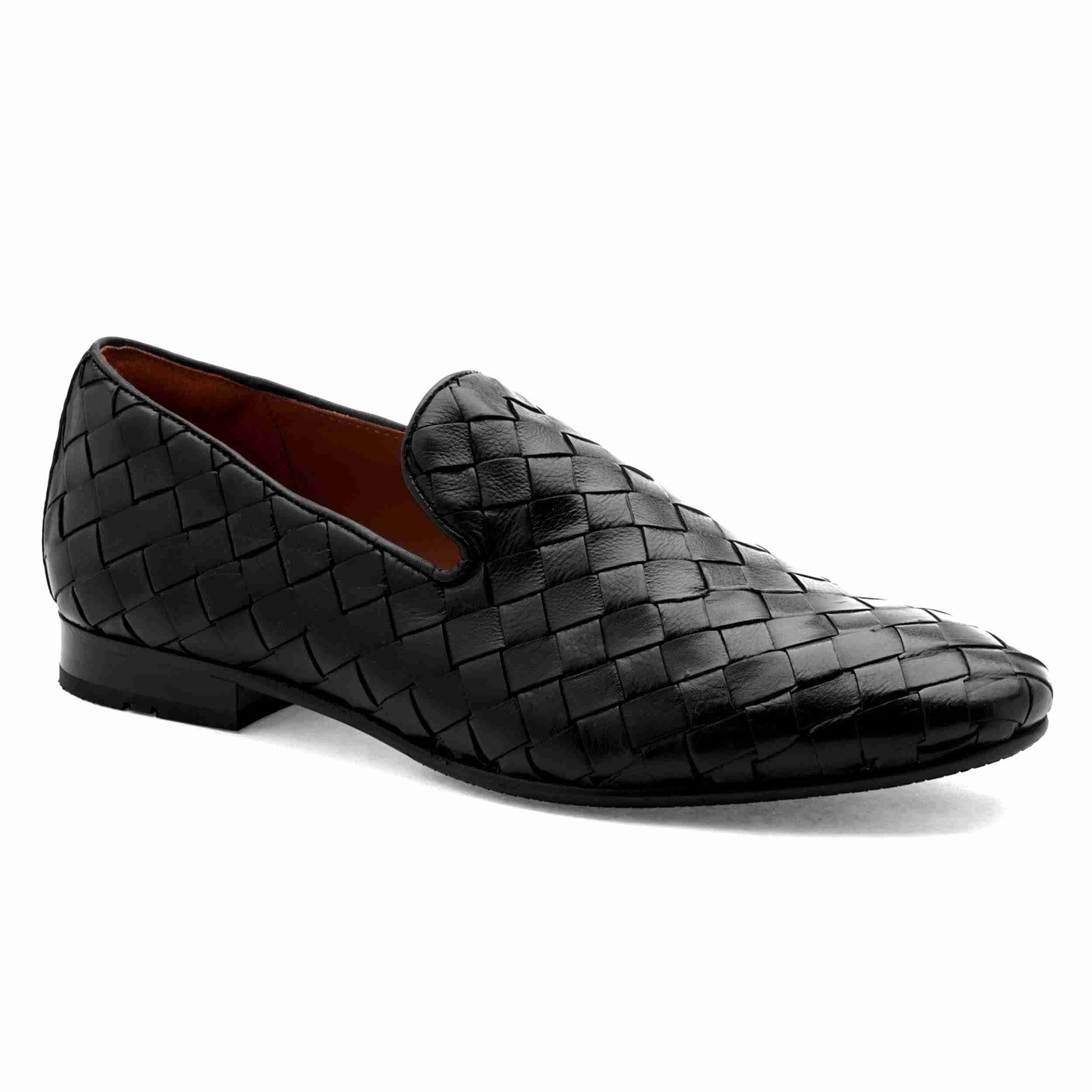 The Cusko Black Men Woven Occasion Slip-On Ruosh