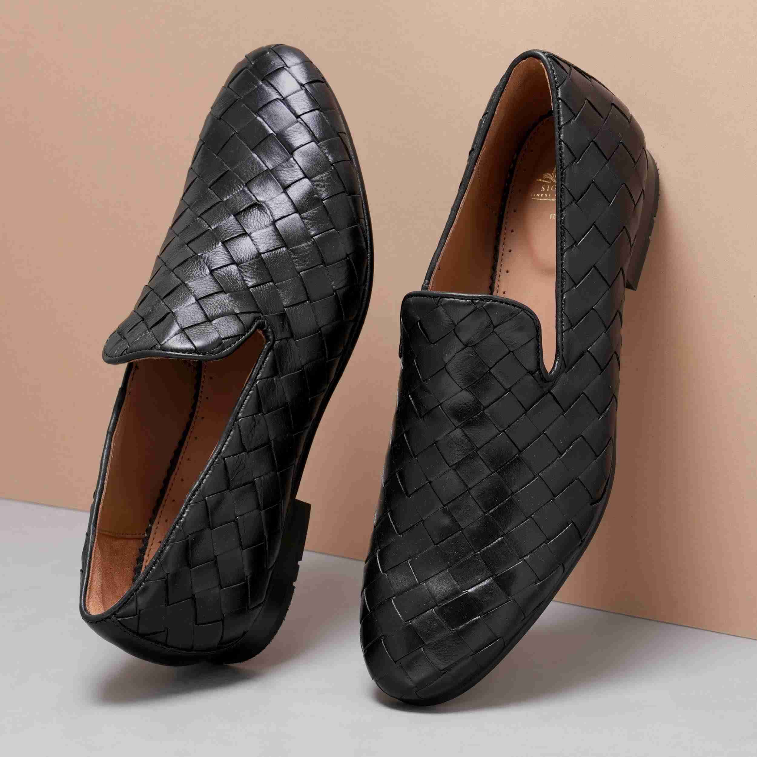 The Cusko Black Men Woven Occasion Slip-On Ruosh