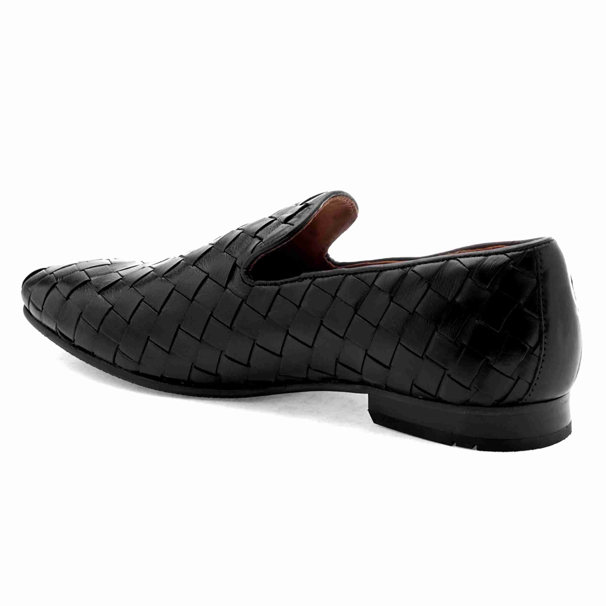 The Cusko Black Men Woven Occasion Slip-On Ruosh