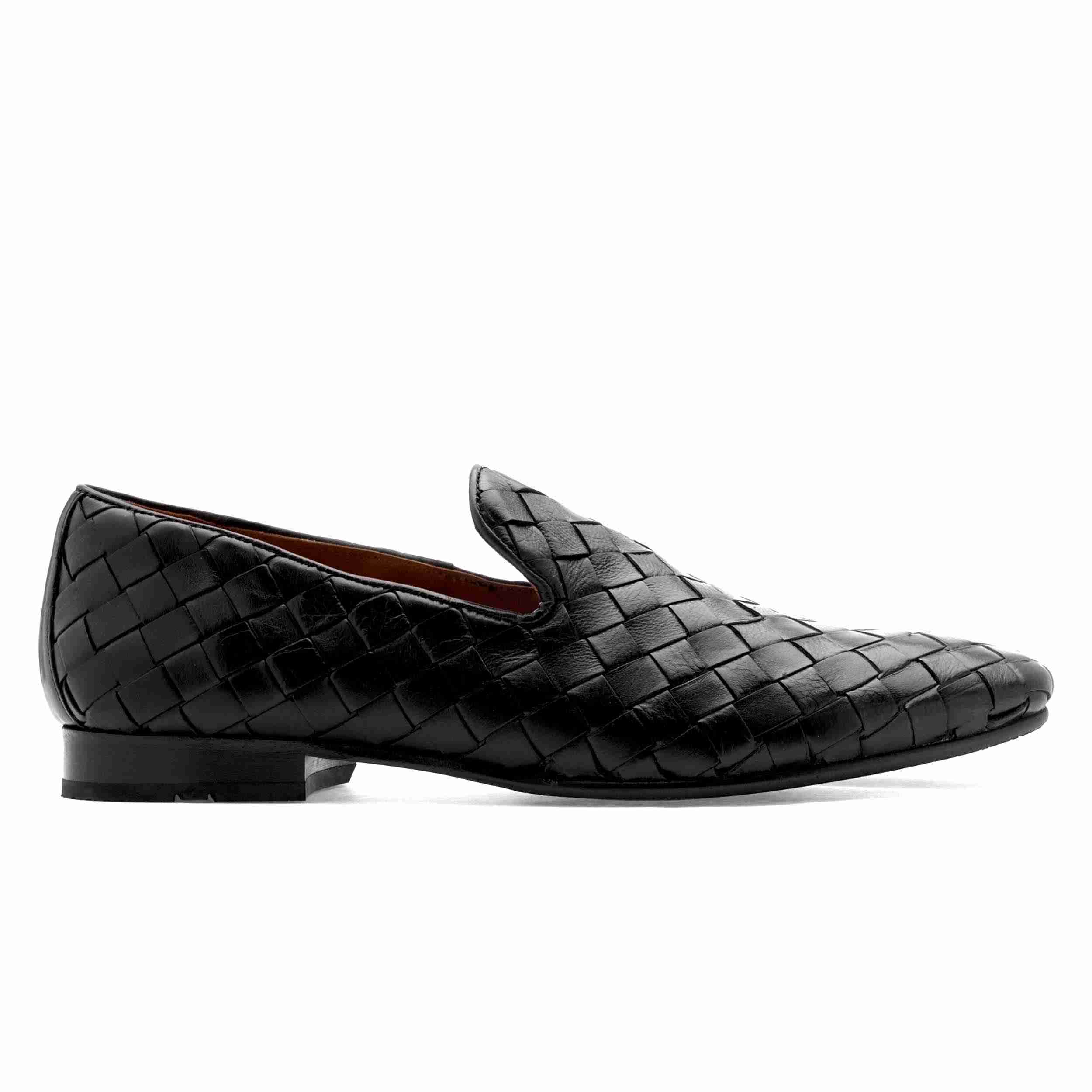 The Cusko Black Men Woven Occasion Slip-On Ruosh
